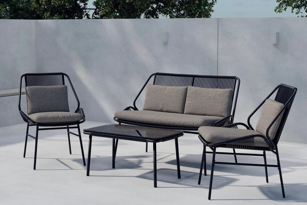 Garten Loungeset Talora – 4 teiliges Set mit Stühlen aus Stahl