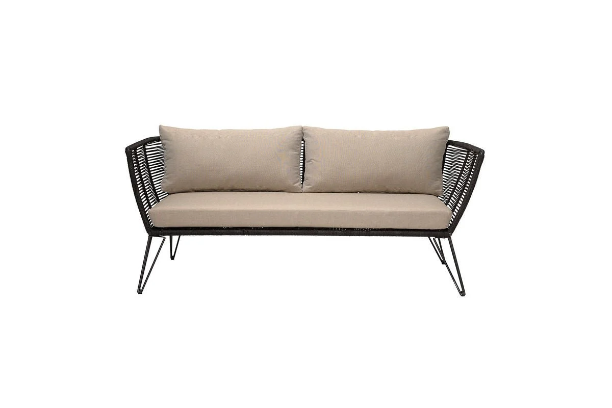 Garten Outdoor-Sofa Hugh – Metall mit handgeflochtener Kordel