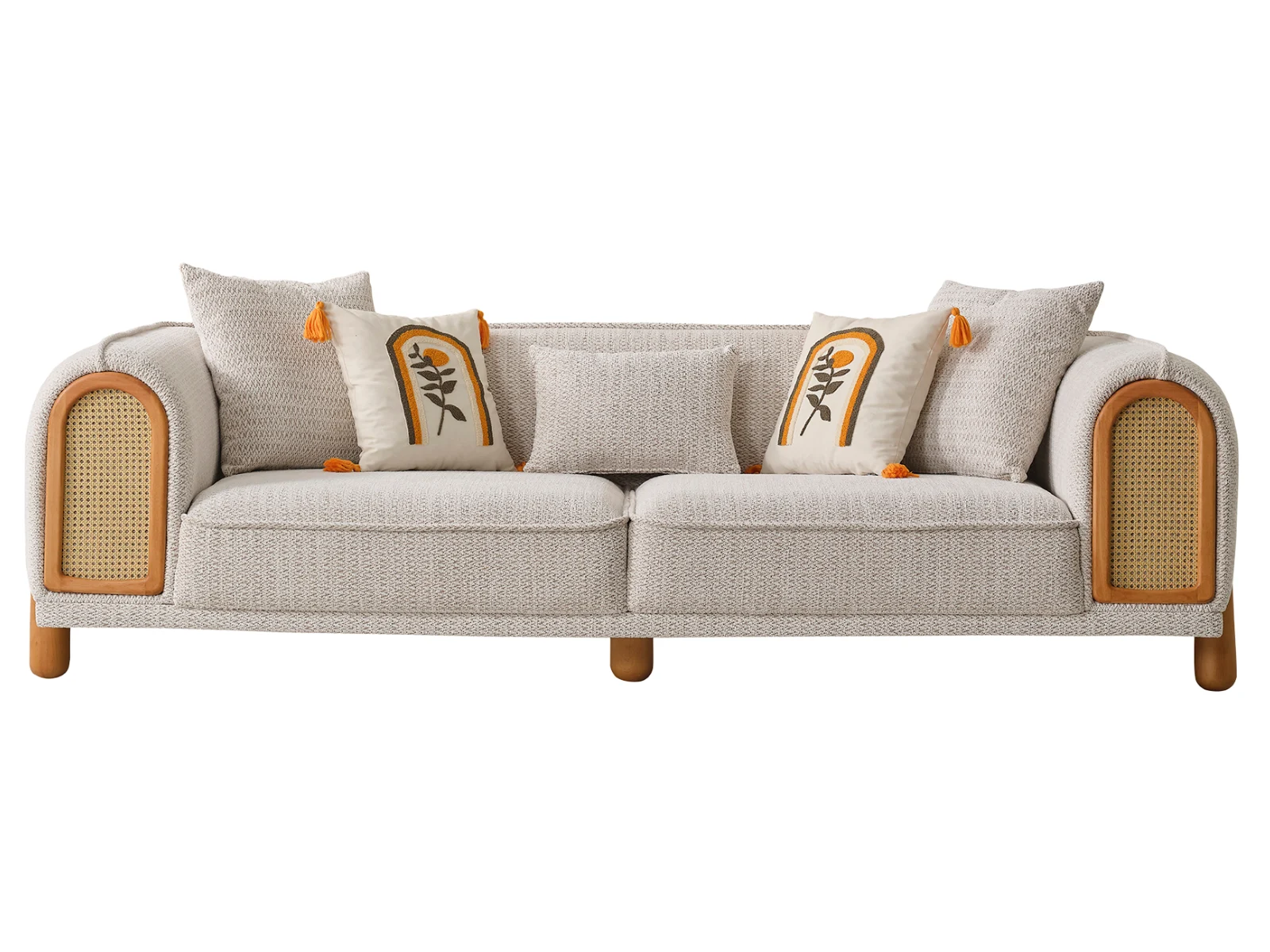 Einzelsofa Lilium Webstoff Beige Grün Geflechtoptik
