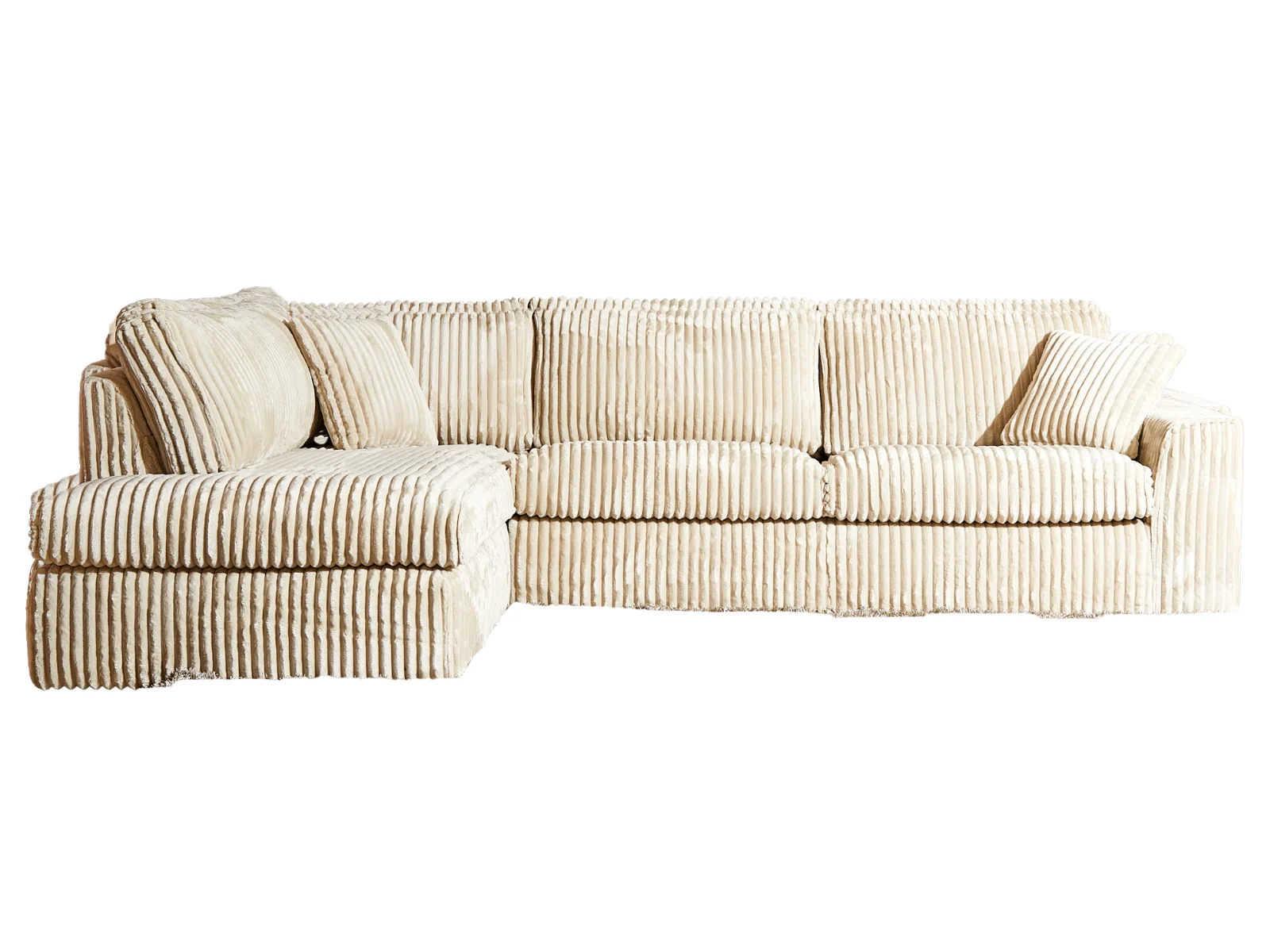 Ecksofa Lille Rippenstoff Creme Buchenholzrahmen Nosag Kaltschaum links oder rechts 271x199x87 cm