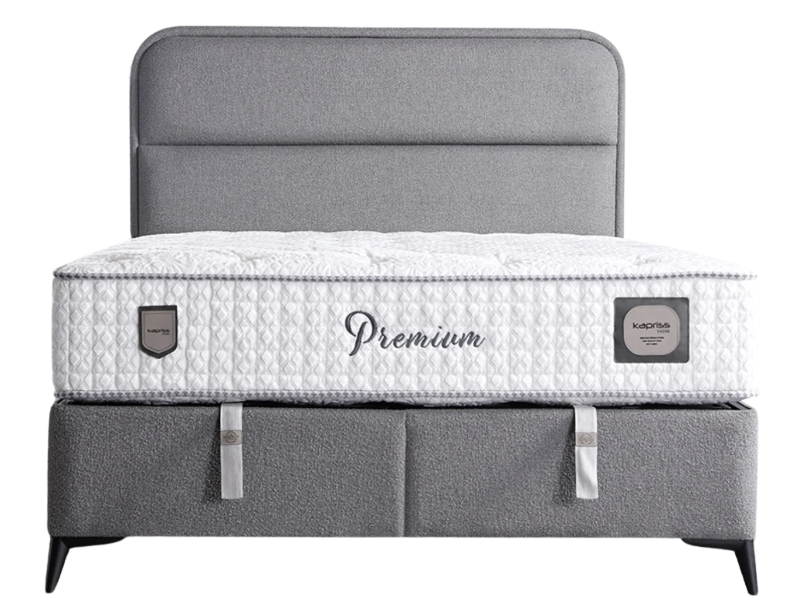 Premium Grau Bett Set mit Stauraum
