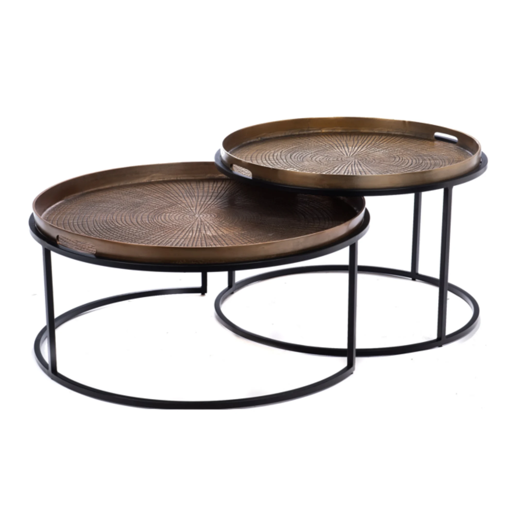 Couchtisch Julie Aluminium Kupferoptik Metallgestell Set 79x79x40 67x67x36 70x70x40 cm