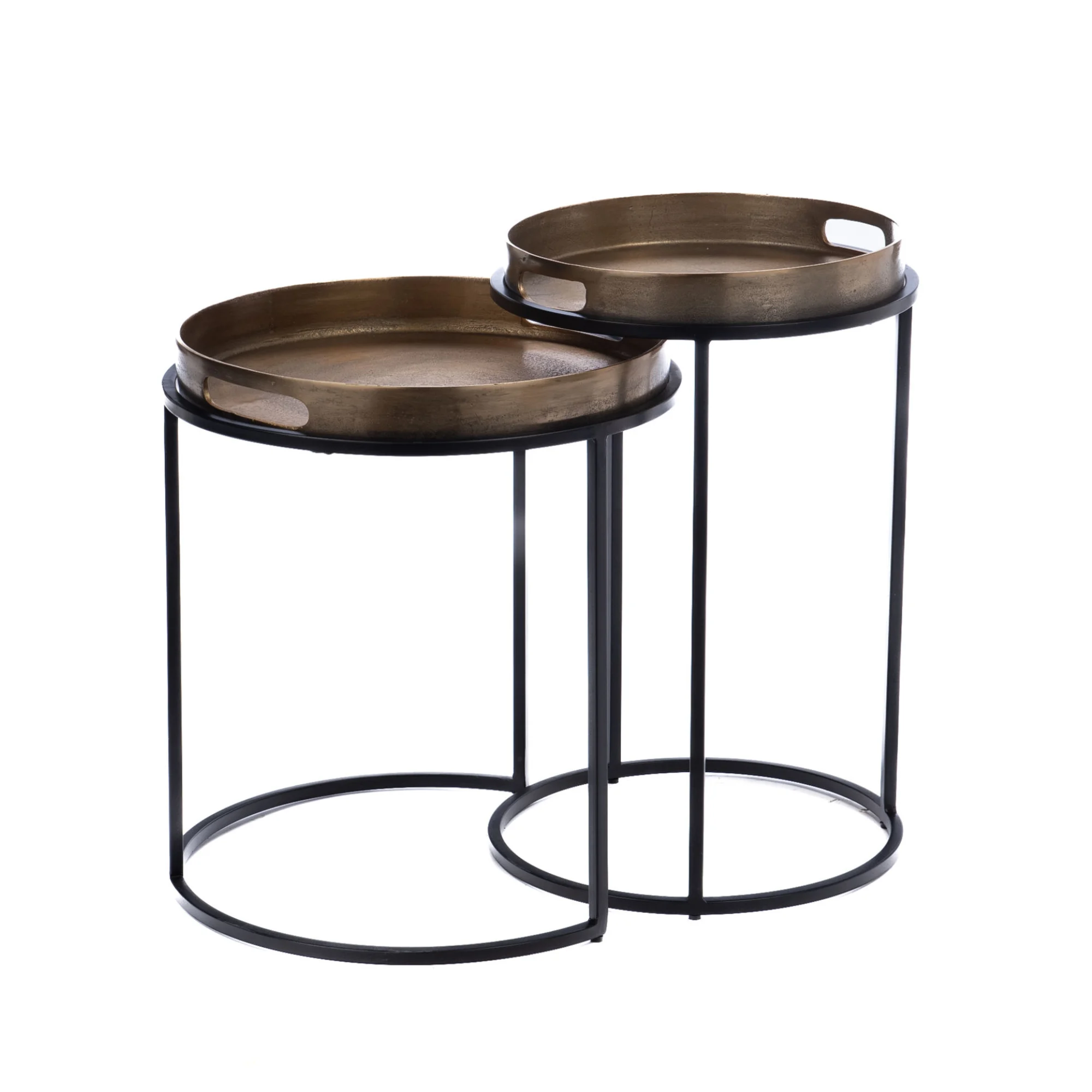 Couchtisch Laune Aluminium Kupferoptik Metallgestell schwarz Set 42x42x50 35x35x57 cm