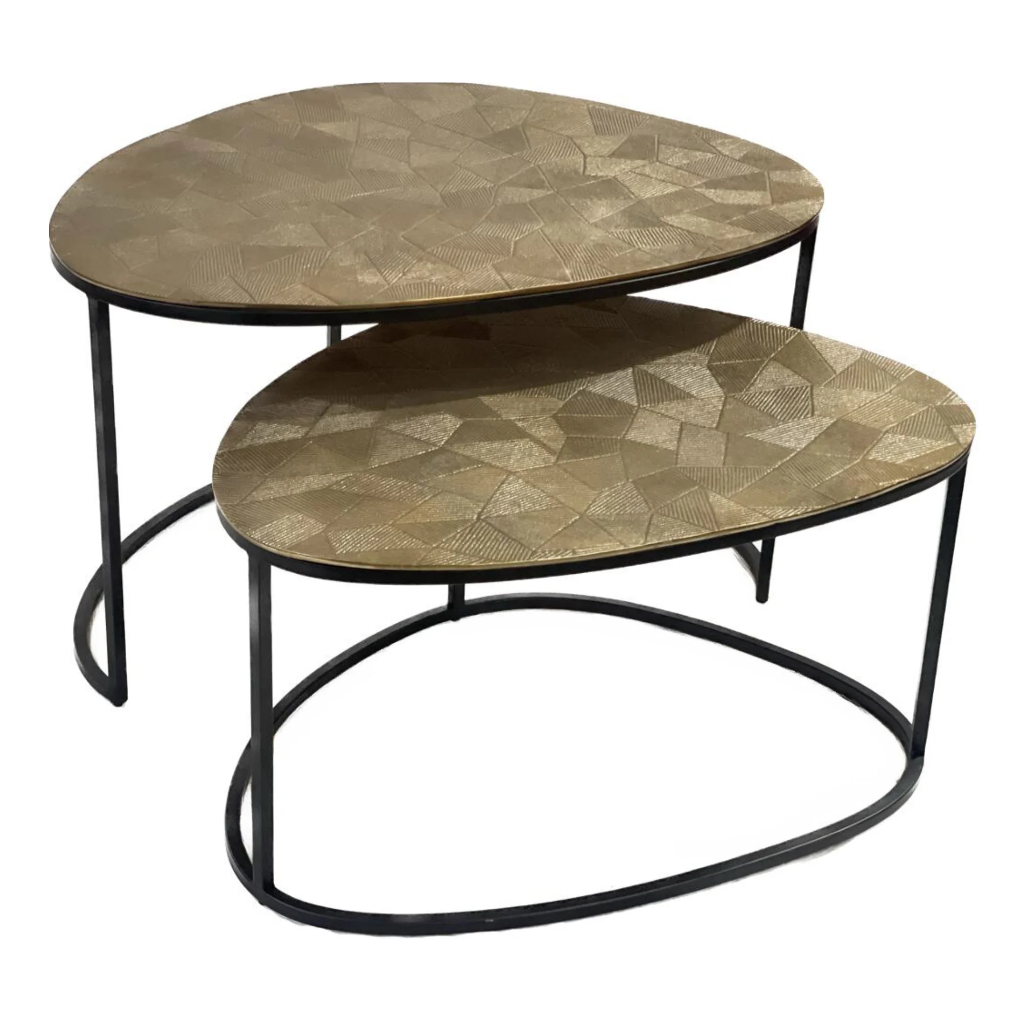 Couchtisch Set Filorin Aluminium Bronze Braun Metallgestell Maße 90x65x50 70x55x40 cm