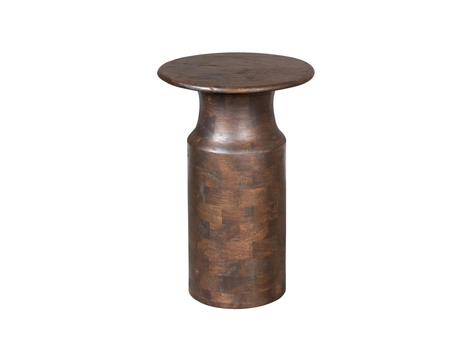 Beistelltisch Jason Mangoholz Massiv Braun / Rund Beistelltisch Massiv-Mangoholz Braun rund Mosaikoptik 40 cm