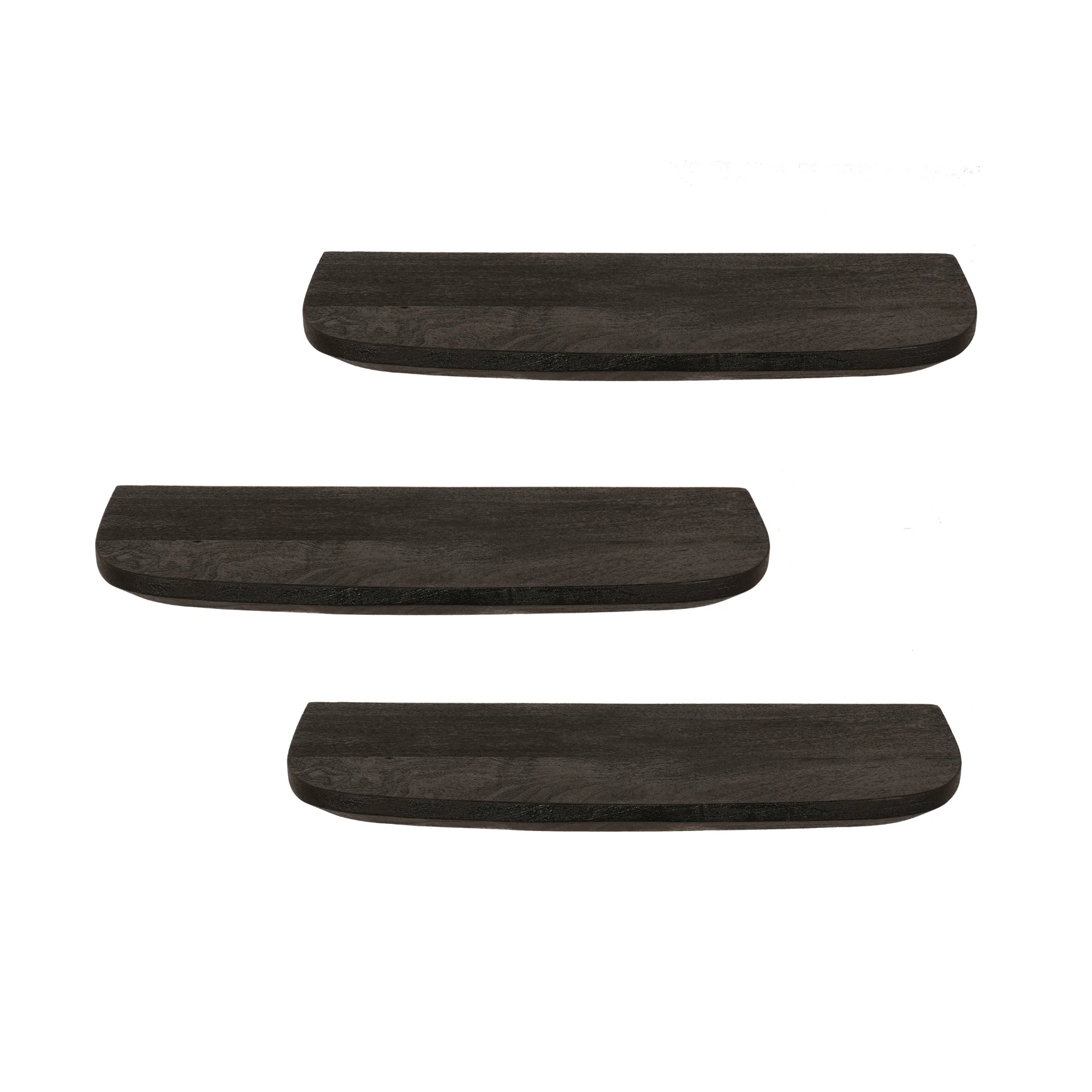 Wandregal Set Mesta Mangoholz Schwarz 3 teilig 60x20x15 cm