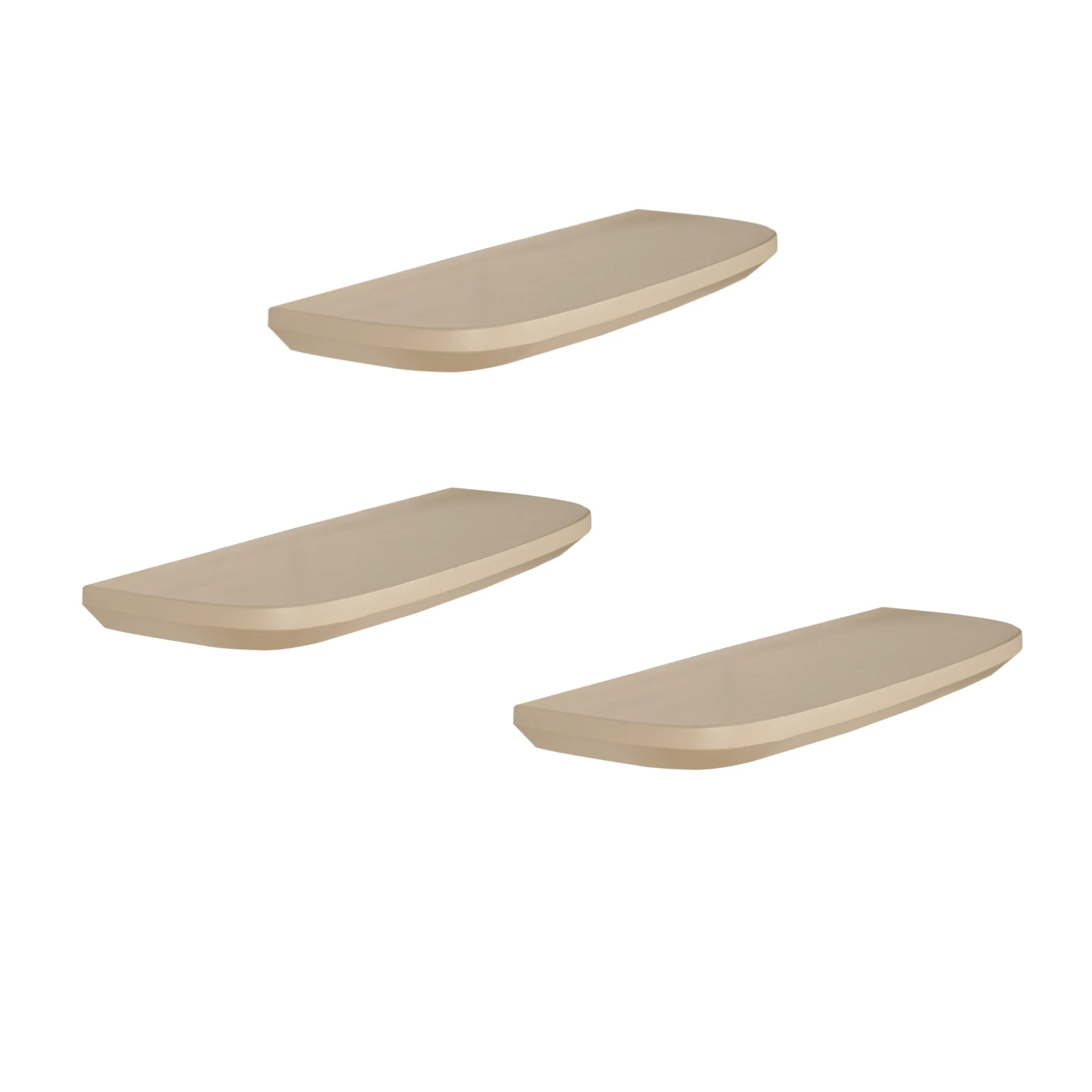 Wandregal Set Mesta Mangoholz Sand geschliffen 3 teilig 60x20x15 cm