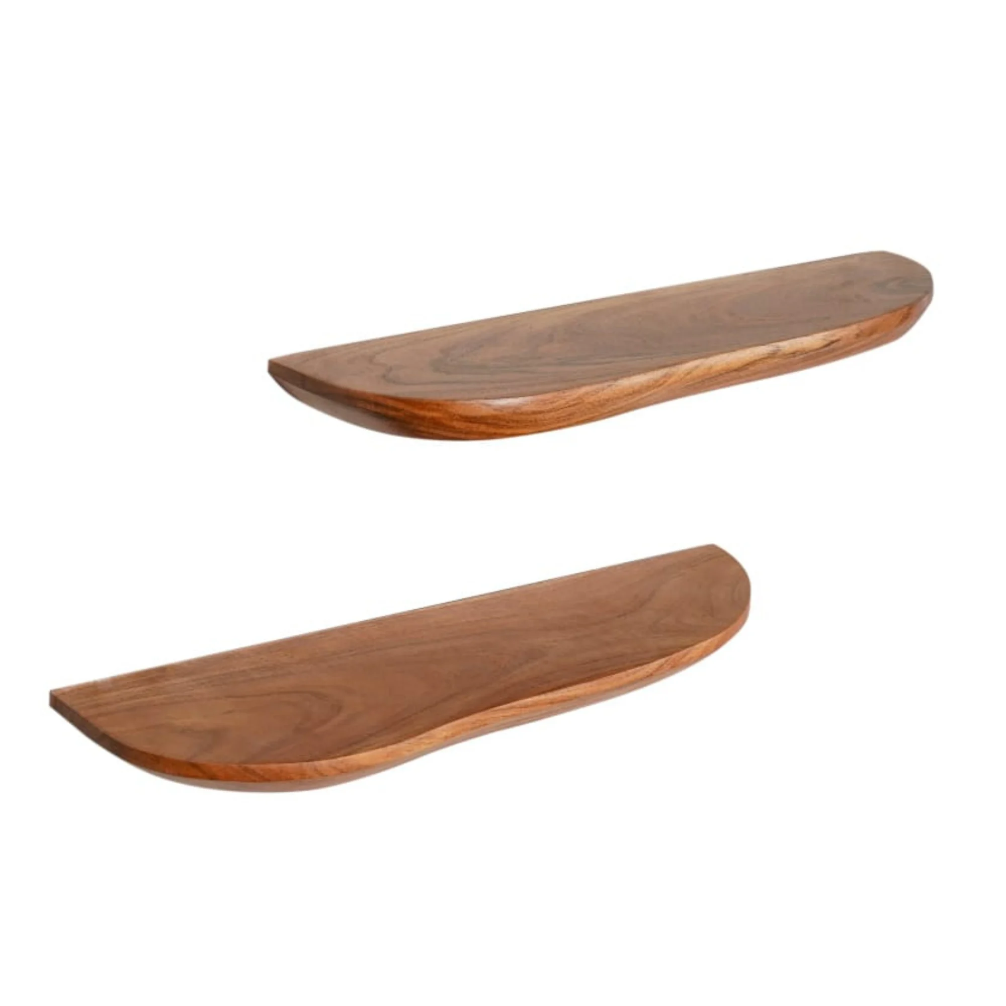 Wandregal Set Organic Cut Akazienholz Baumkante 2 teilig 60x20x4 40x20x4 cm