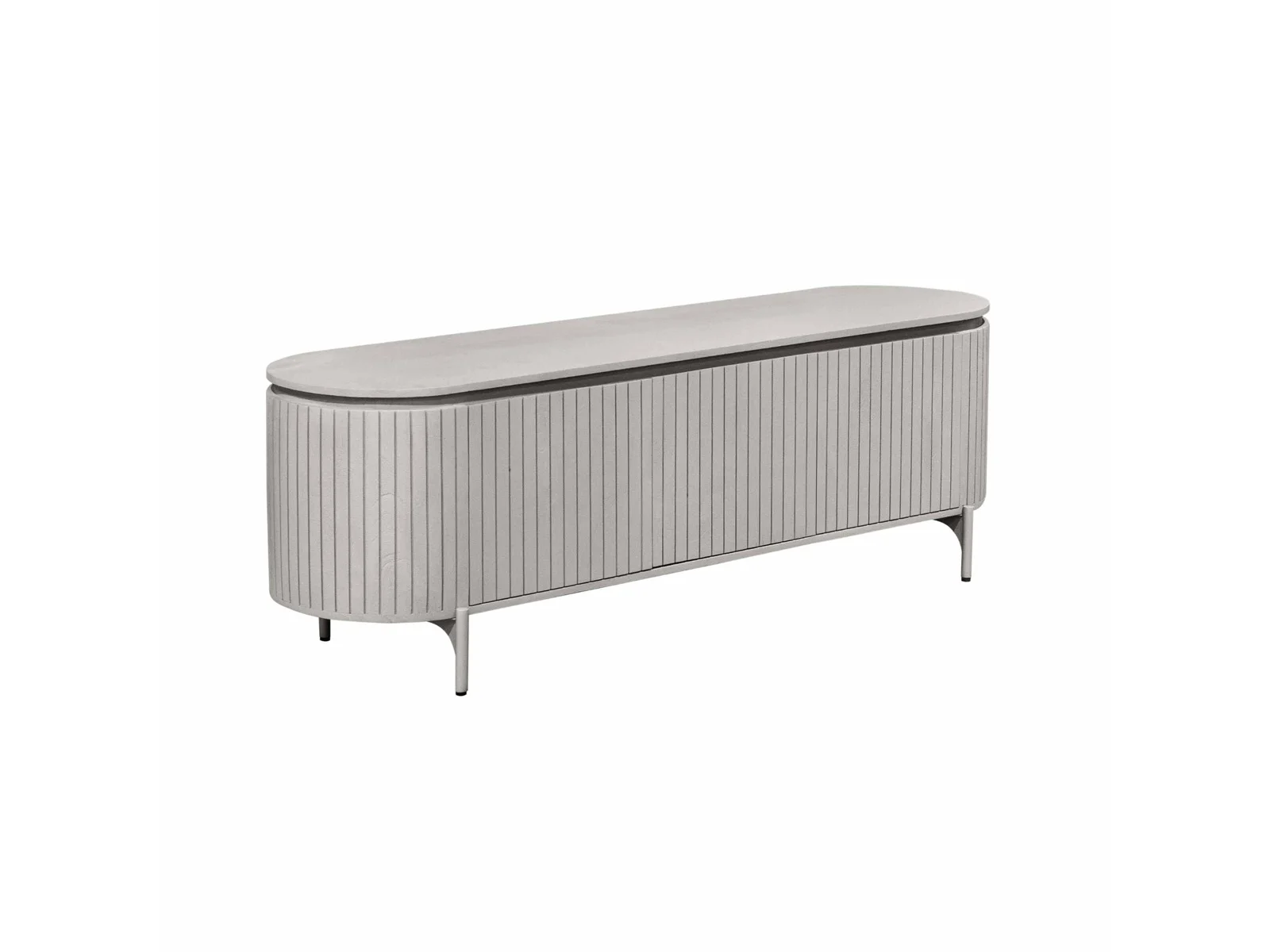 TV-Möbel Helena Mangoholz massiv Taupe / Oval