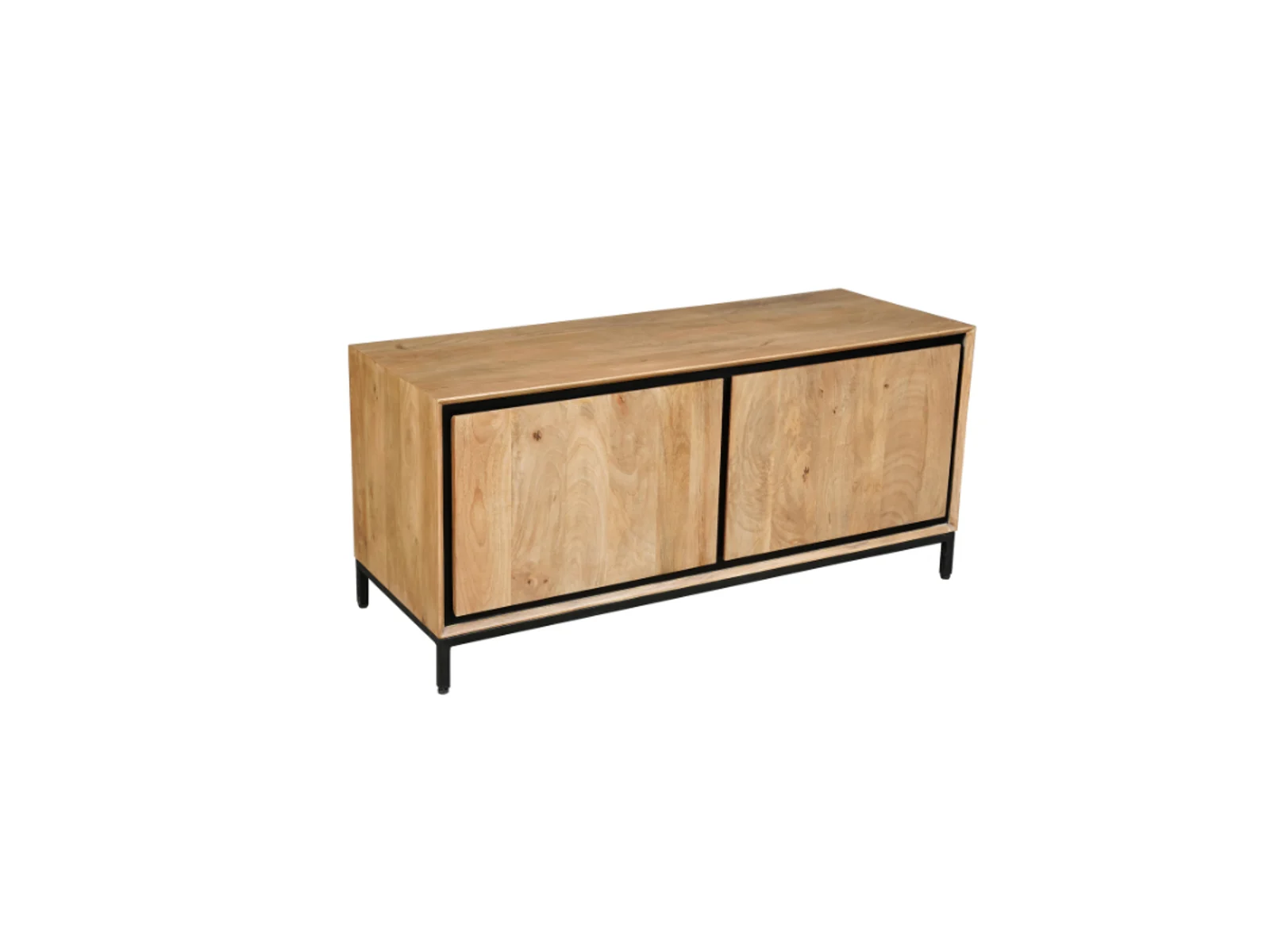 TV Ständer Hardwood Mangoholz Natur Schwarz 120/155/180 × 45 × 55 cm