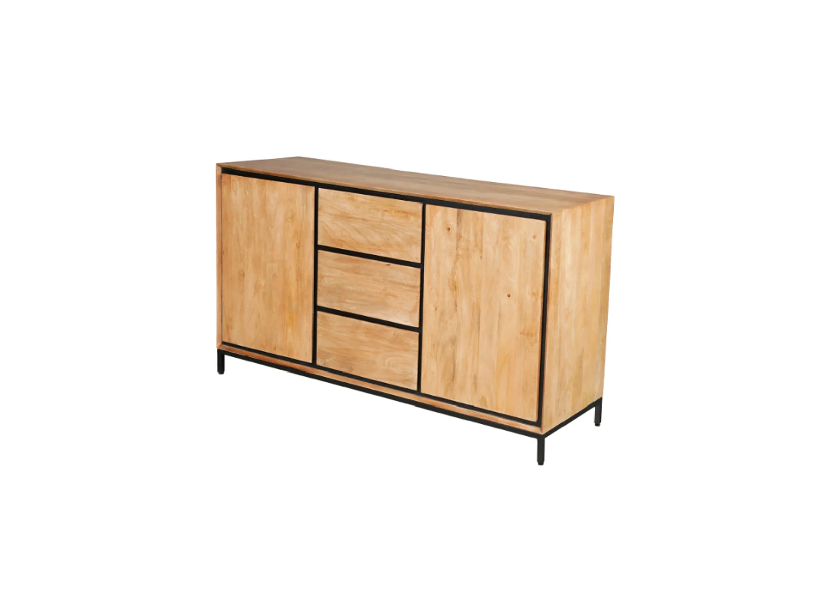 Sideboard Hardwood Mangoholz Natur Schwarz 160/210 × 45 × 85 cm