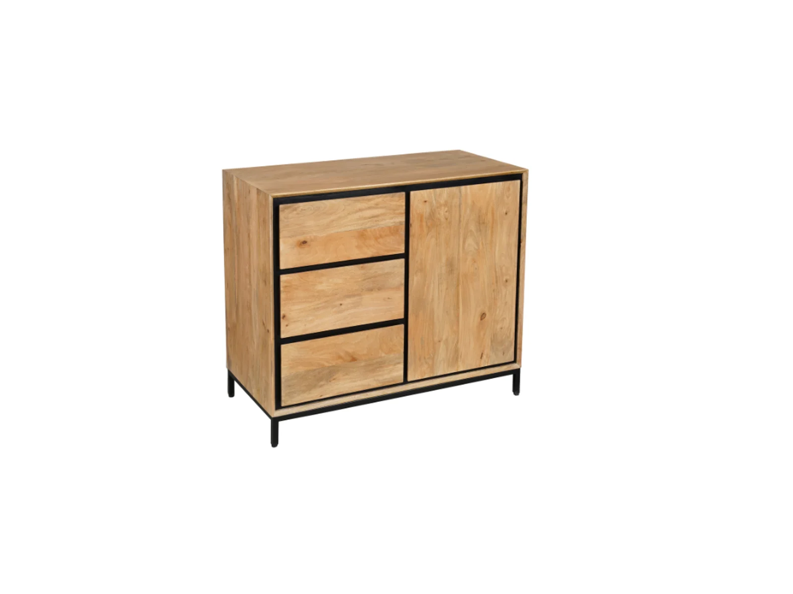 Schrank Hardwood Mangoholz Natur Schwarz Metall 100 x 45 x 85 cm
