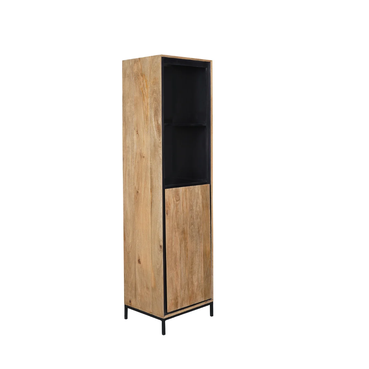 Bücherregal Hardwood Mangoholz Natur Schwarz 60 × 45 × 220 cm