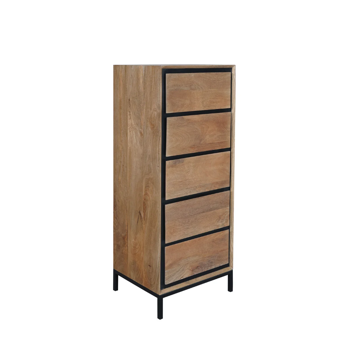 Kommode Hardwood Mangoholz Natur Schwarz 50 × 40 × 120 cm