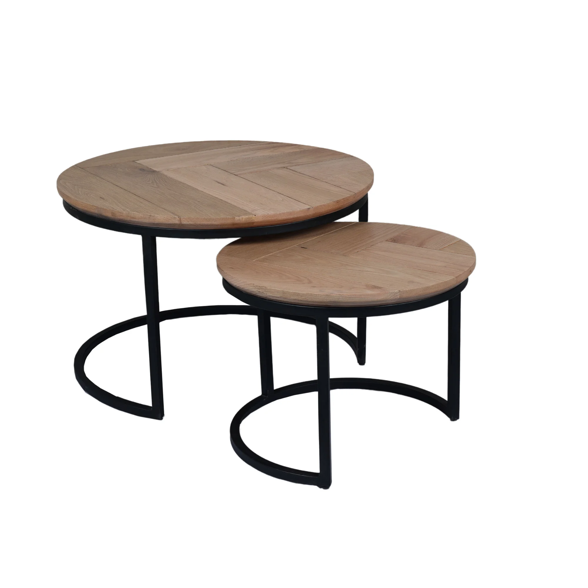 Couchtisch Set Tiko Naturel Eiche Natur schwarz Metallgestell 2 teilig 70x45 50x38 cm