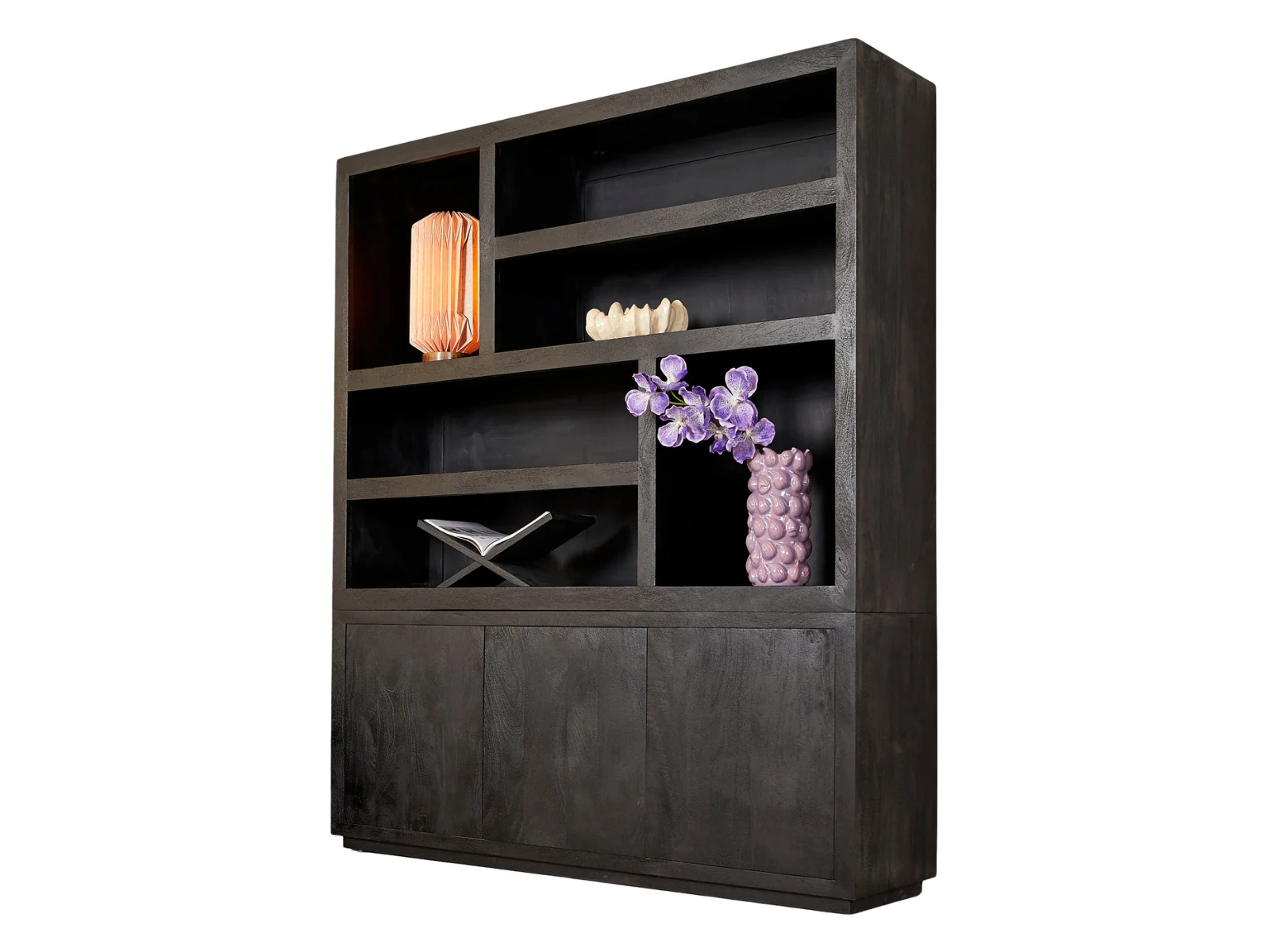 Regal Leuven Black XL Mangoholz Schwarz 160 x 42 x 200 cm