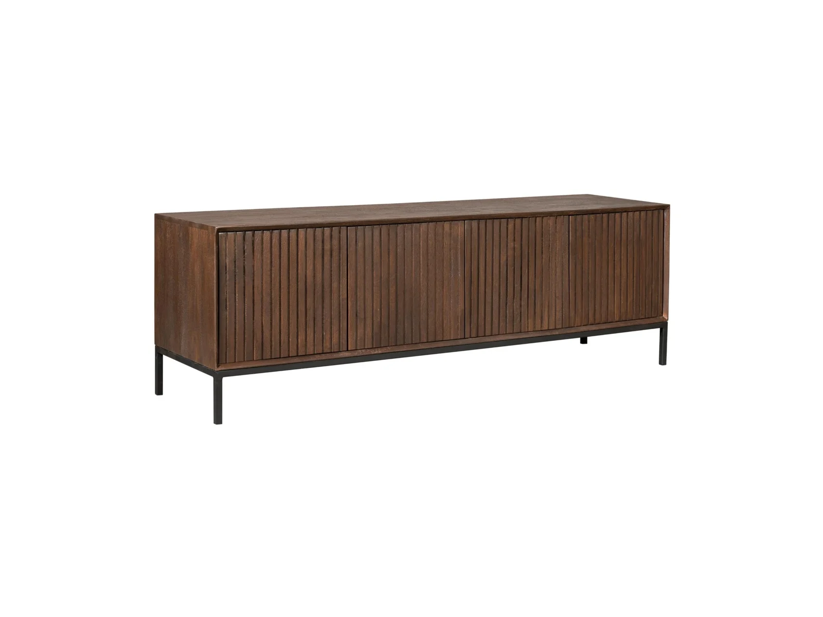 TV-Möbel Dimora Mangoholz Massiv Braun / Metall Schwarz