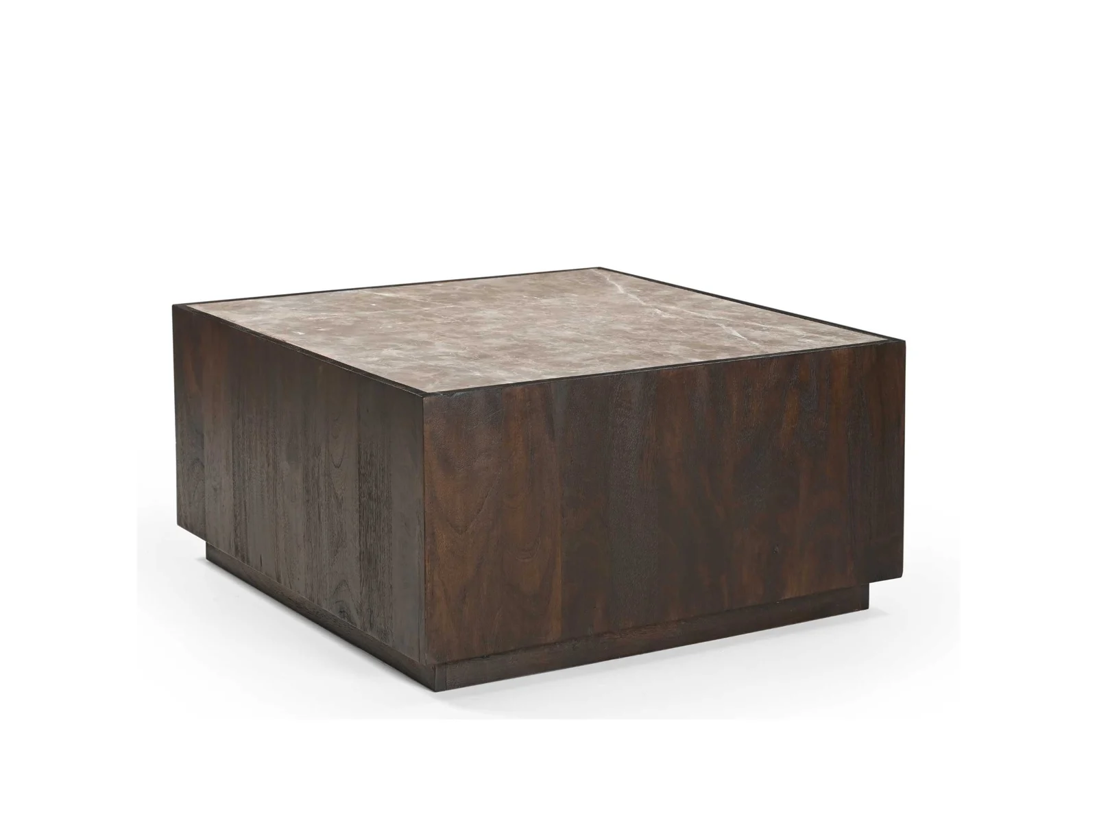 Couchtisch Moos Marmor Grau / Mangoholz Braun