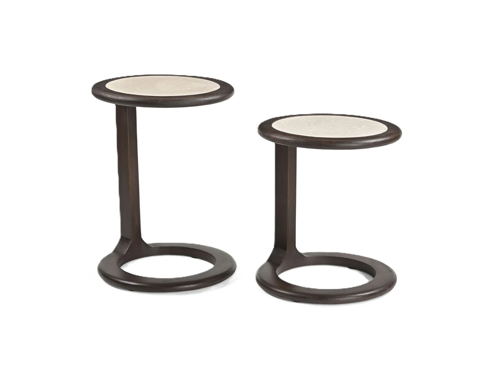 Beistelltisch Vinn Mangoholz Braun Travertin 2er Set 40 x 40 x 55 cm