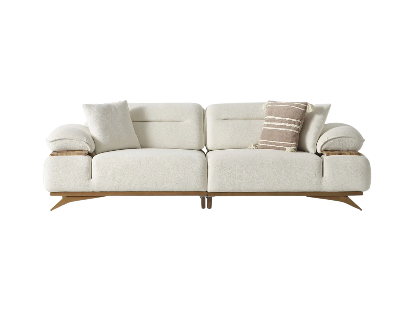 Einzelsofa Safir Stoffbezug Creme Natur