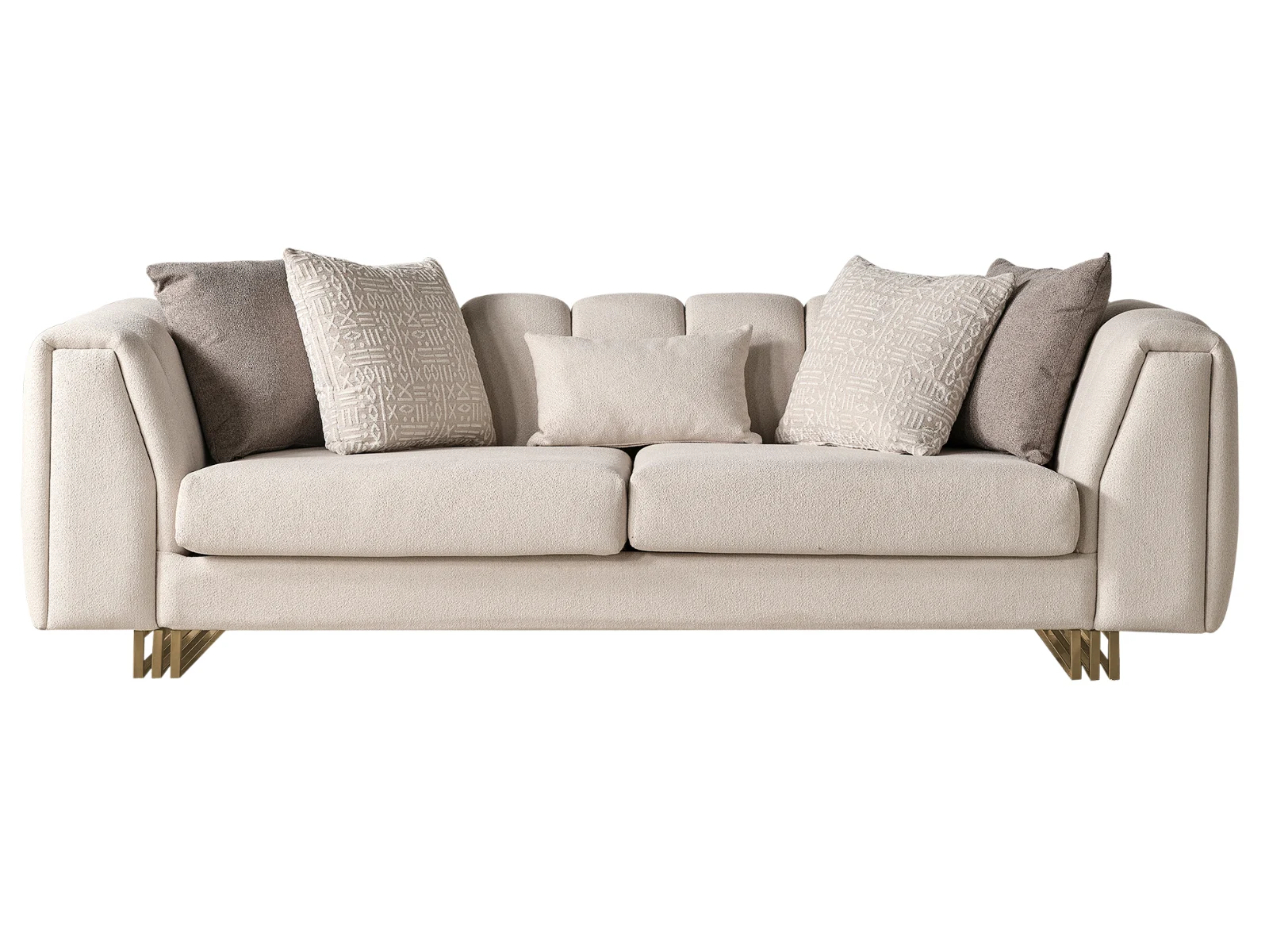 Sofa Tesla Stoffbezug Creme Hellbraun
