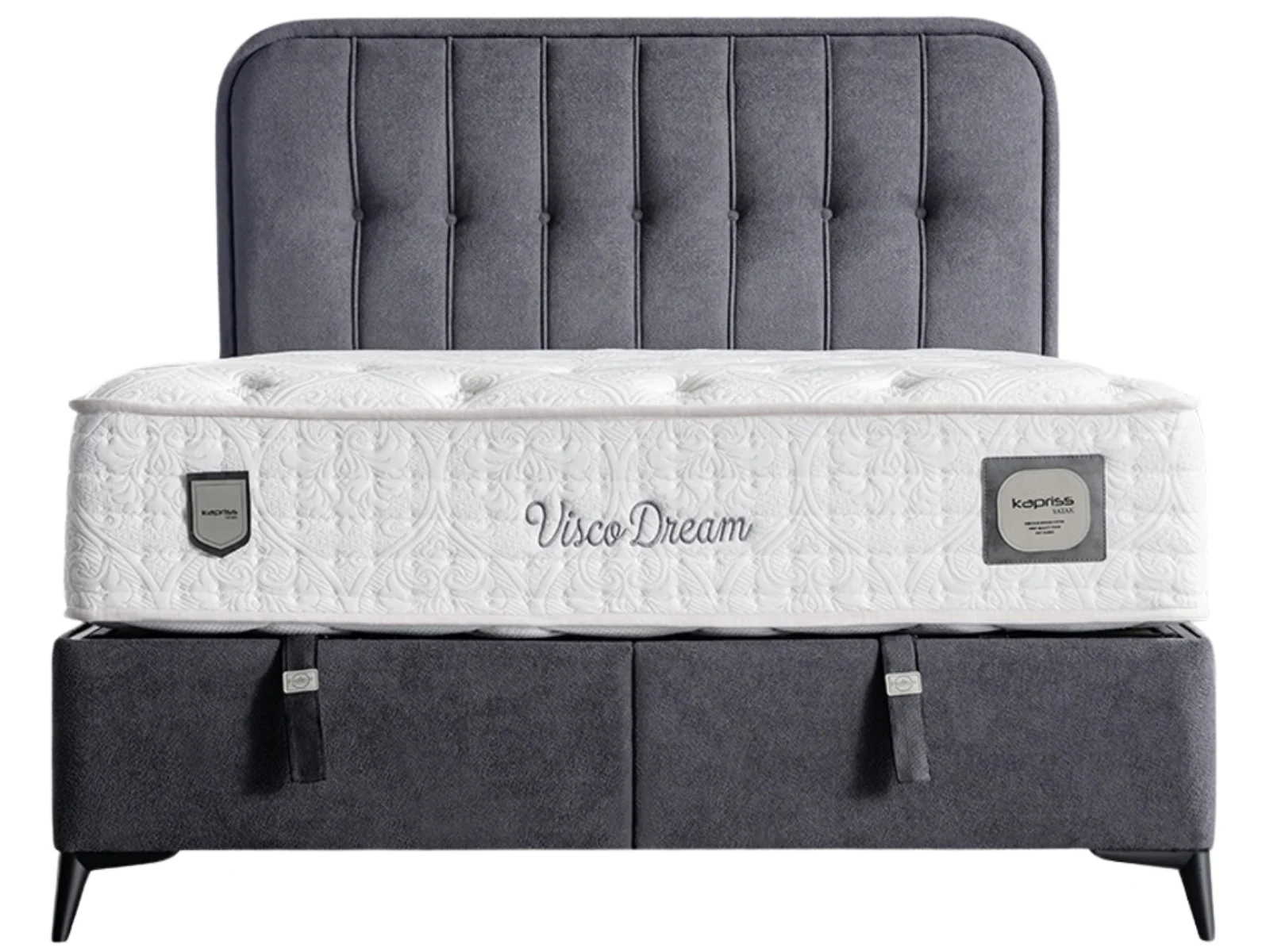 Visco Dream Anthrazit Bett Set mit Stauraum
