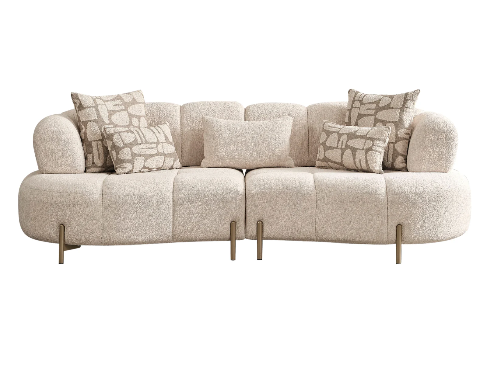 Sofa Vega Schlingenstoff Creme Gold