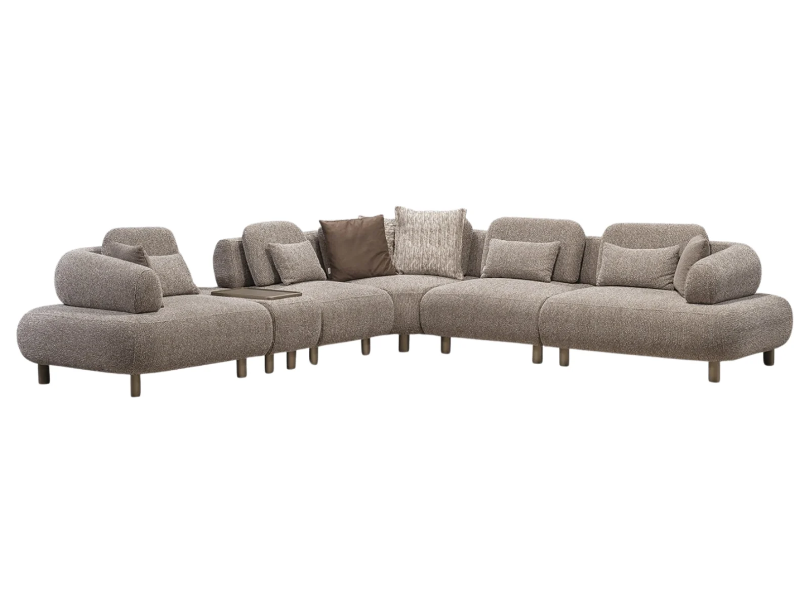 Barcelona Ecksofa – Hellbraun mit Holzfüßen