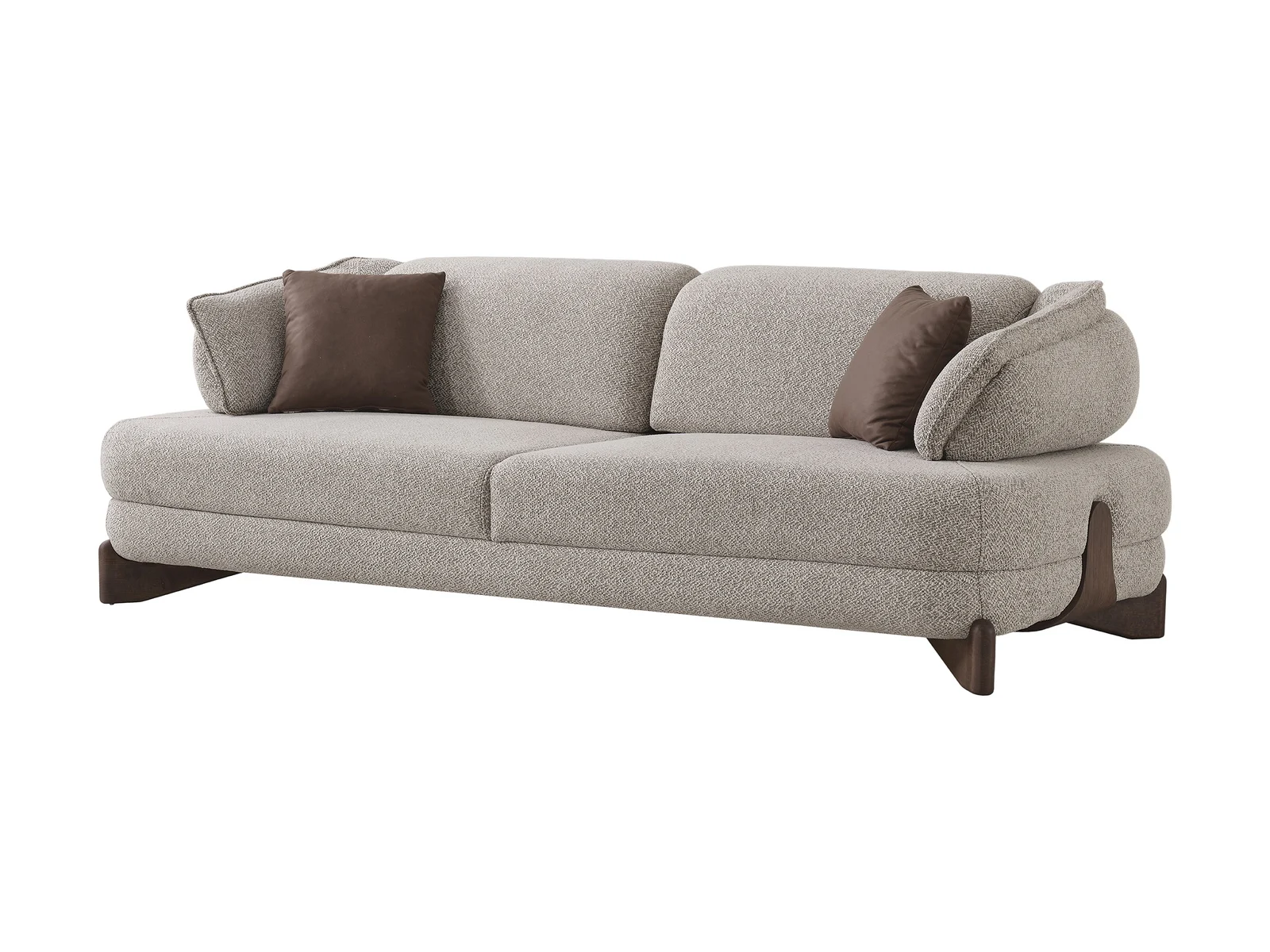 Sofa Dark Lilium Strukturstoff Grau Holzfüße