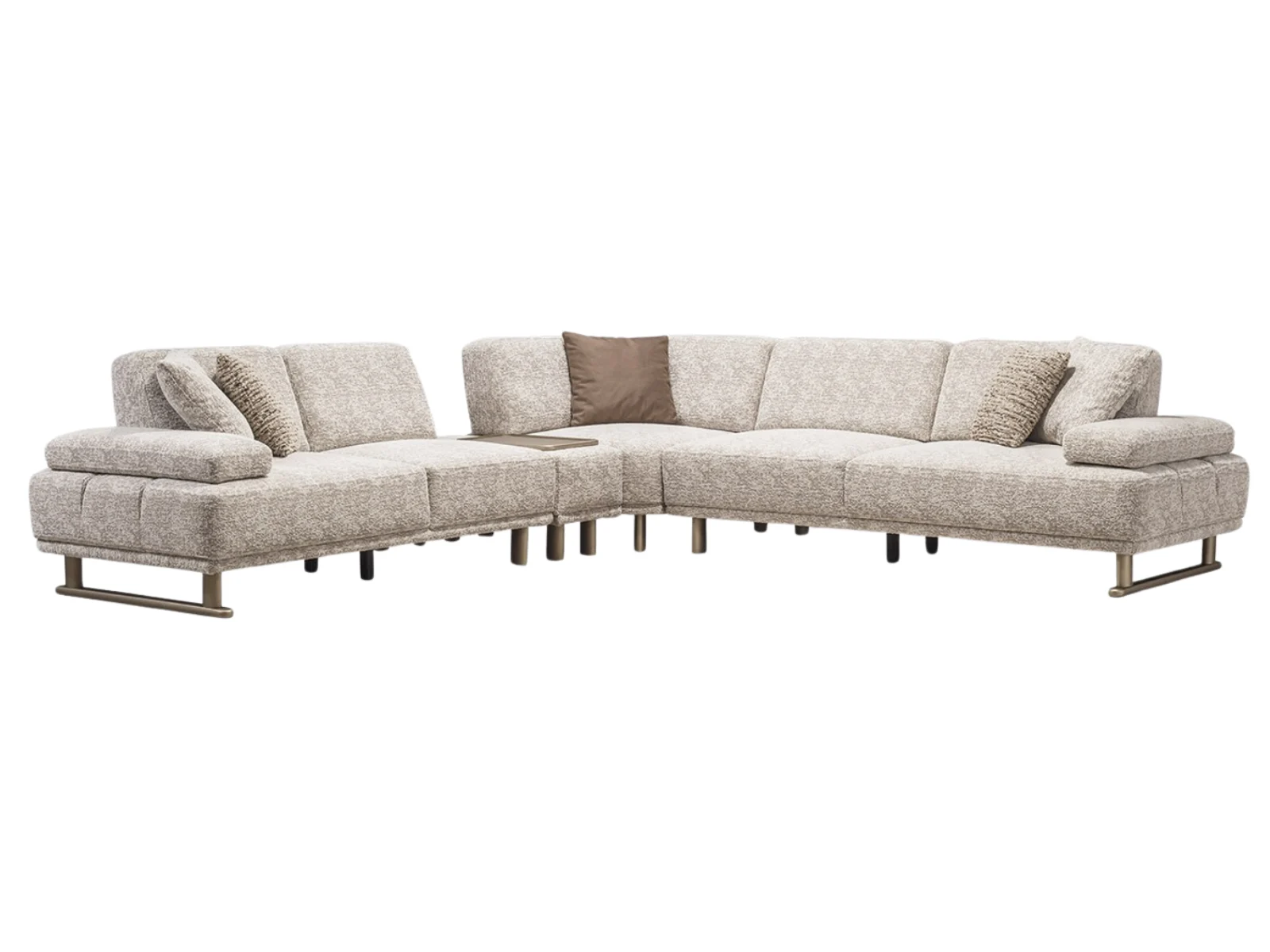 Fusion Elegantes Ecksofa in meliertem Webstoff