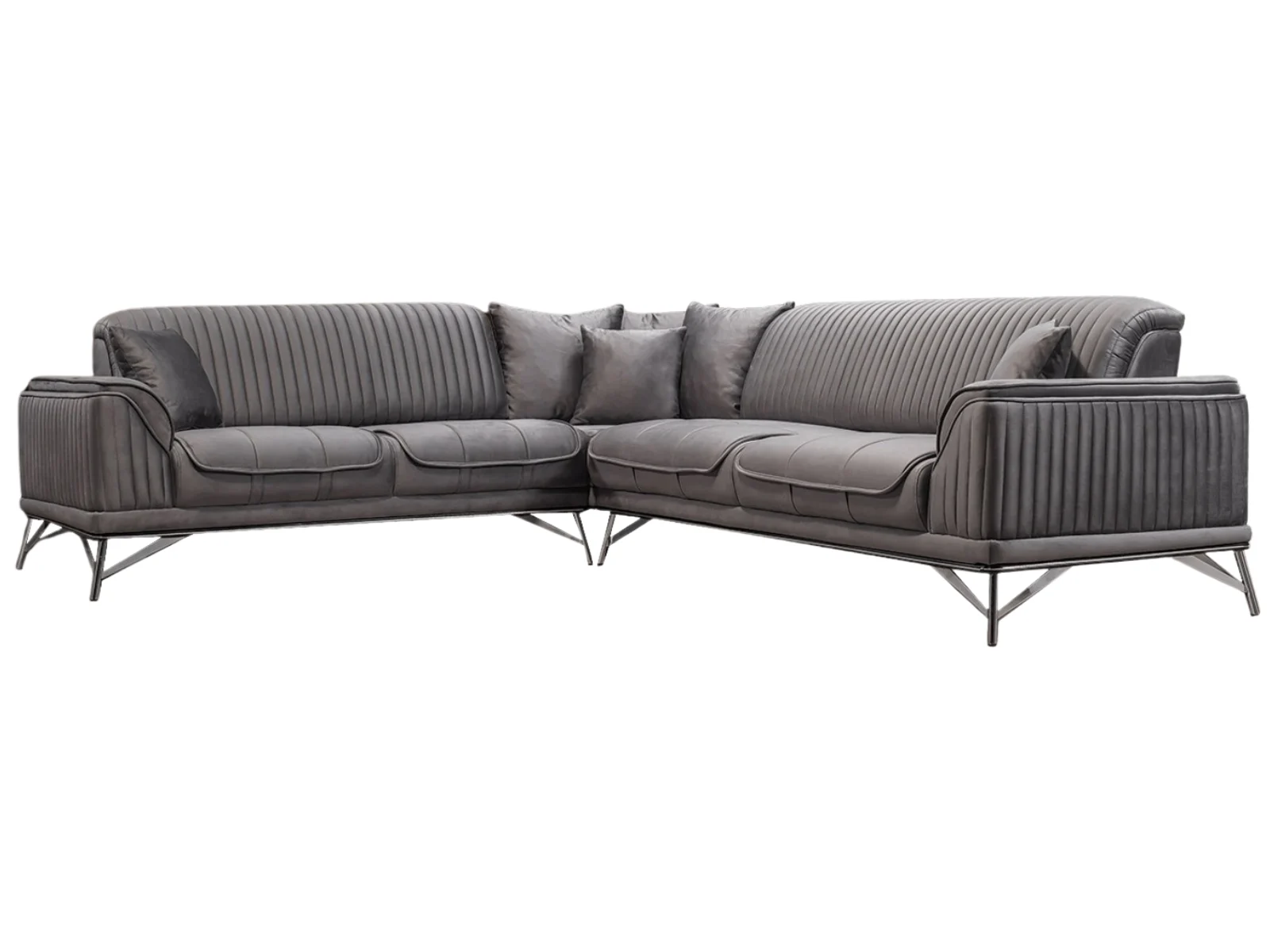 Magnum Ecksofa anthrazitgrau – umklappbare Rückenlehne, Eleganz & Komfort