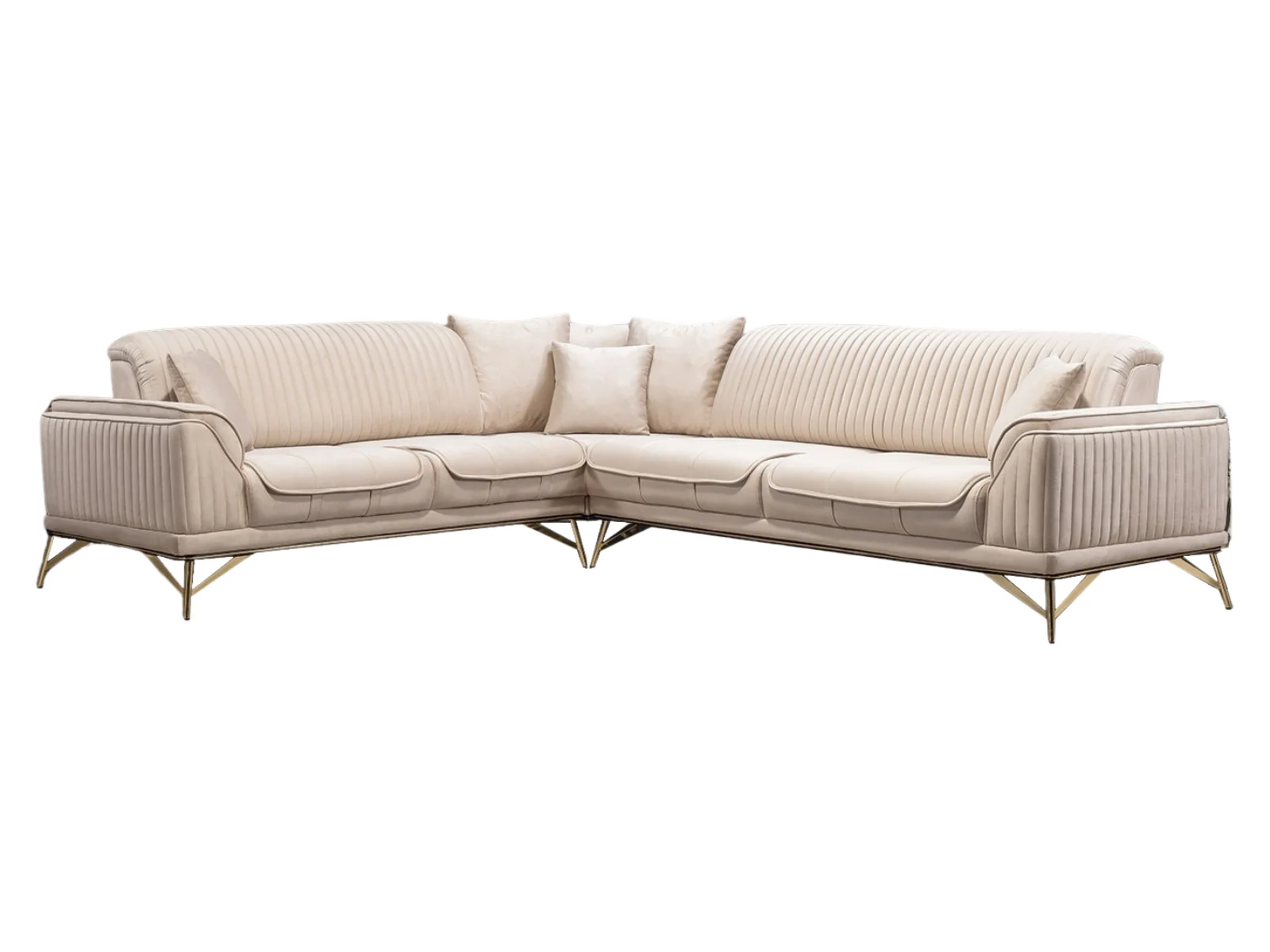 Magnum Ecksofa creme-beige – umklappbare Rückenlehne, Eleganz & Komfort