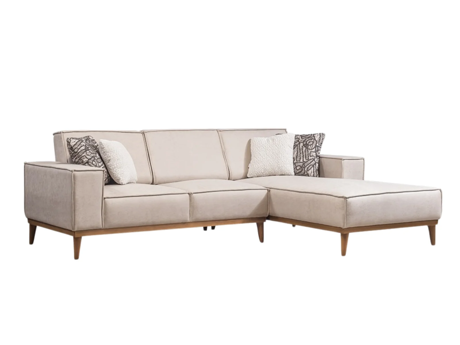 Marion Relax Ecksofa Nubukstoff Beige mit Relax-Funktion