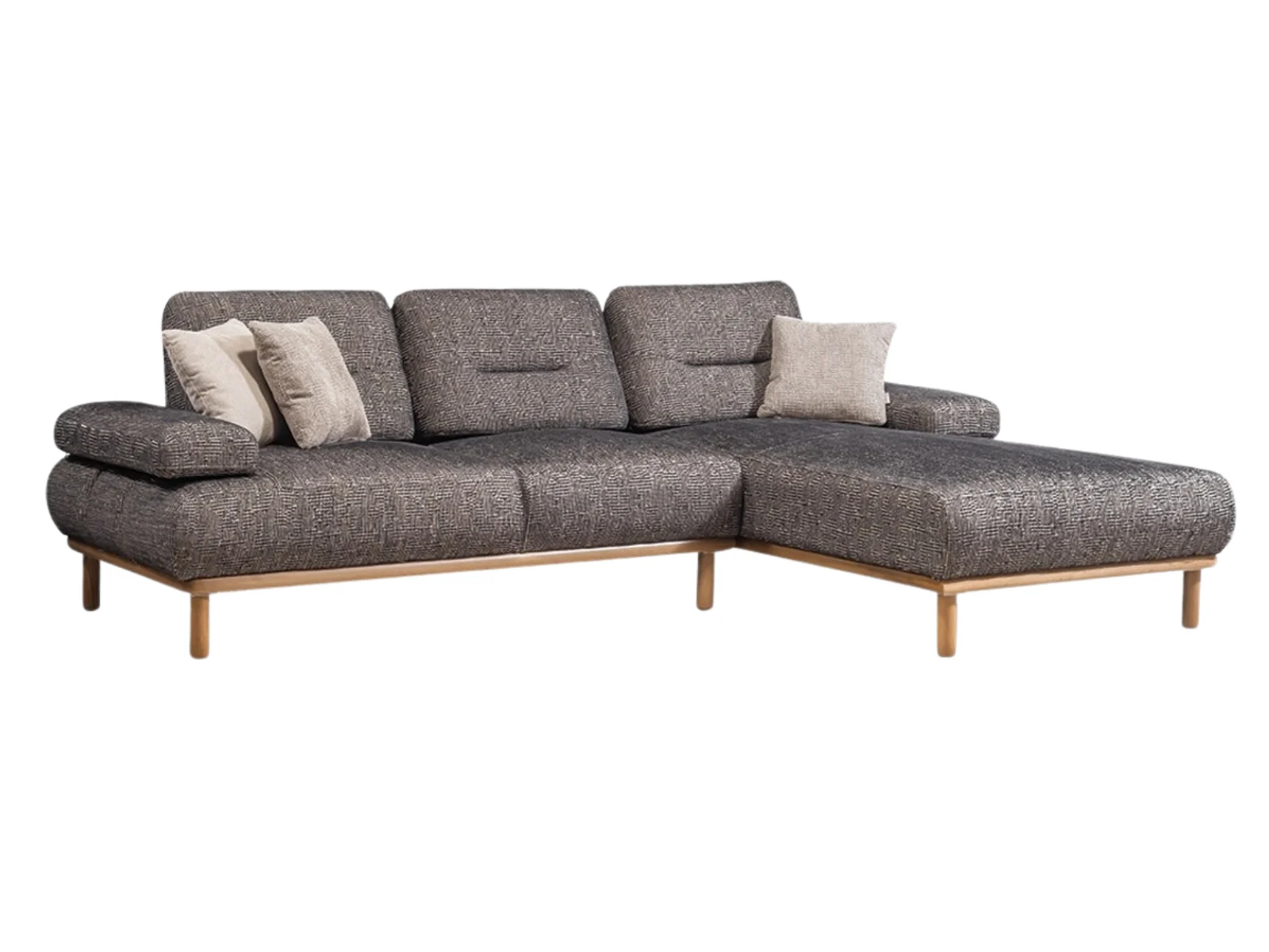 Smooth Relax Ecksofa mit verstellbarer Lehne & Holzfüßen – modern & bequem