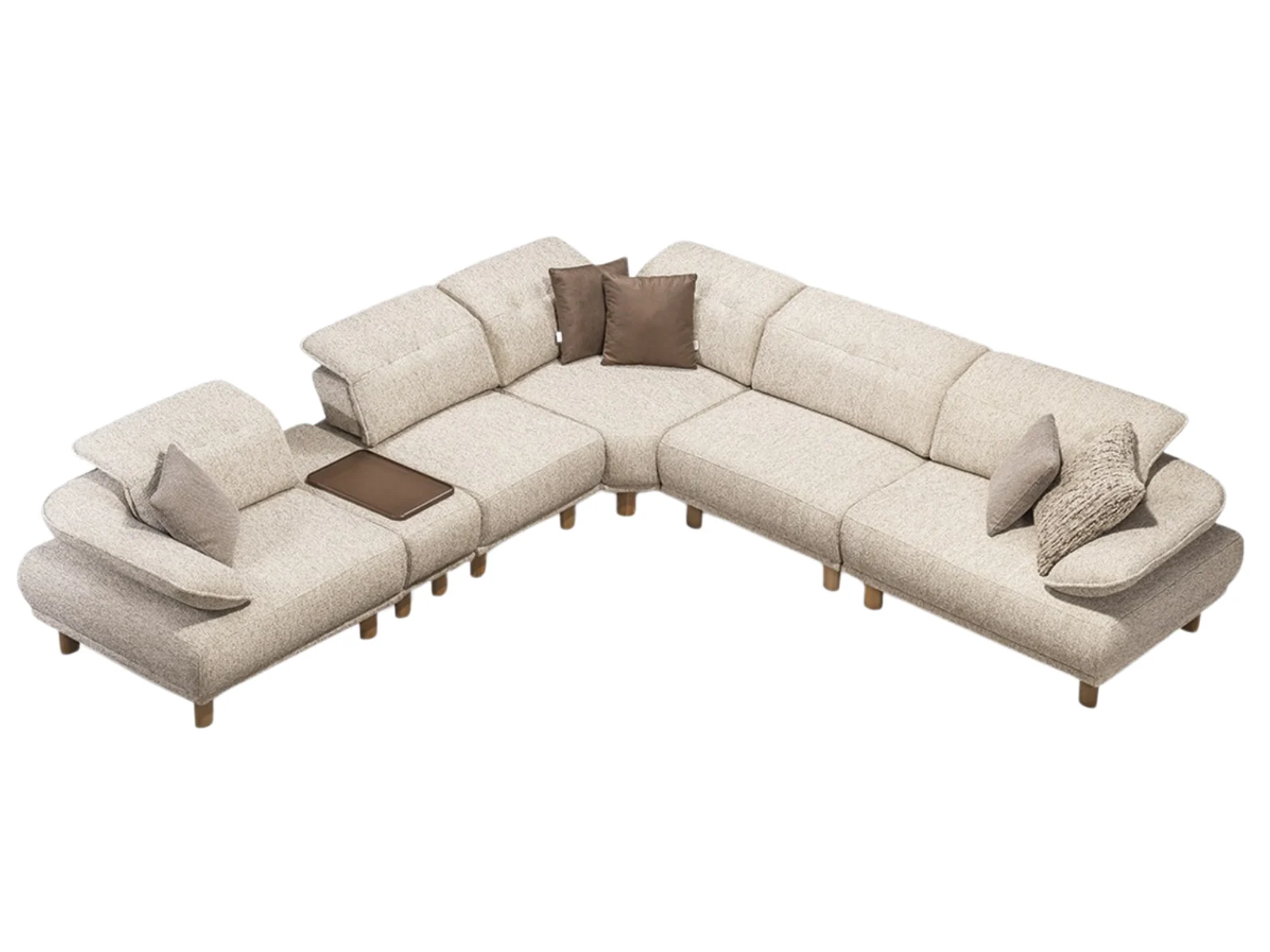 Tokyo Ecksofa beige mit verstellbaren Rückenlehnen