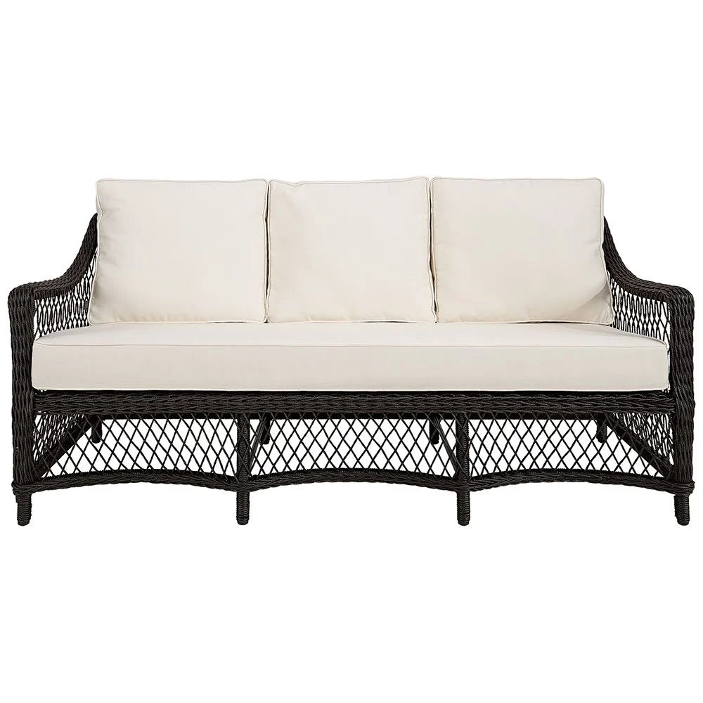 Marbella Sofa schwarz gedreht Rattan exkl. Kissen