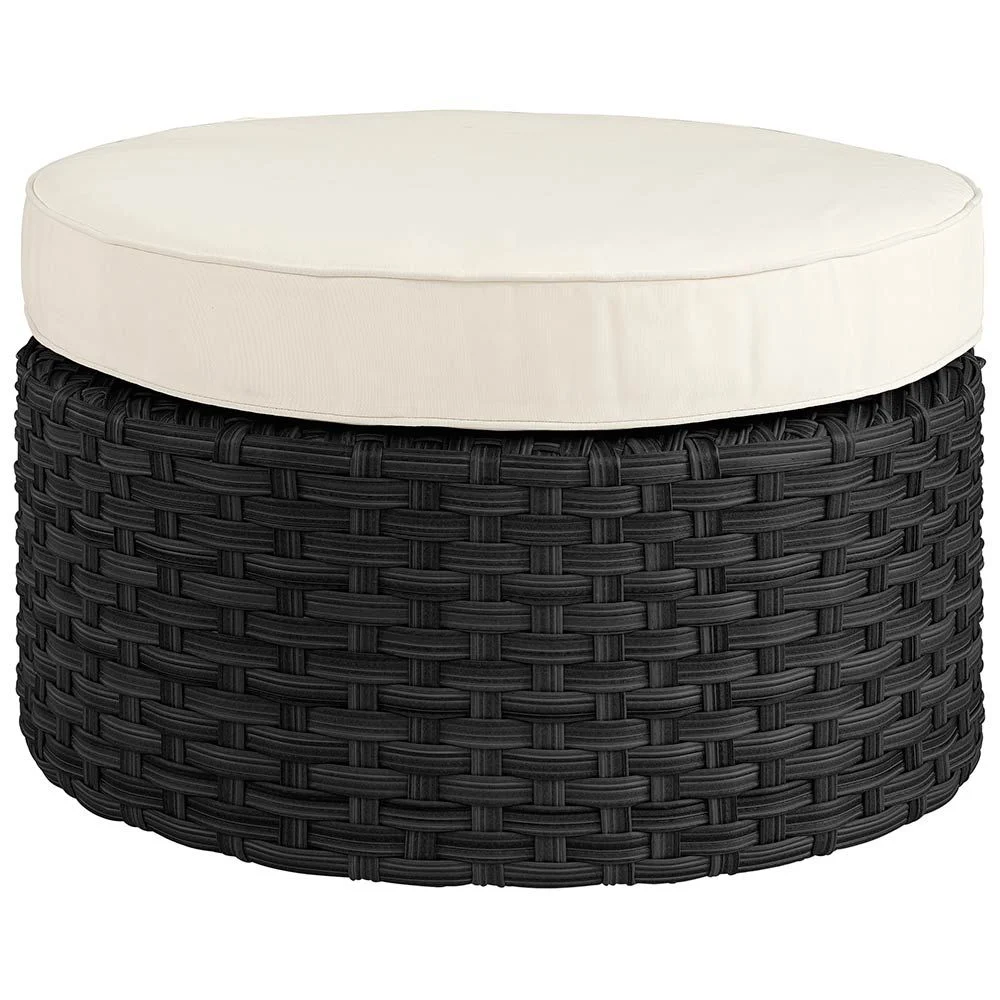 Fußhocker Toledo Rattan Schwarz exkl. Kissen