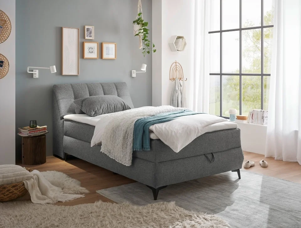 Boxbett Atlantis 120x200 cm in Dark Grey von ED Exciting Design mit Bettkasten