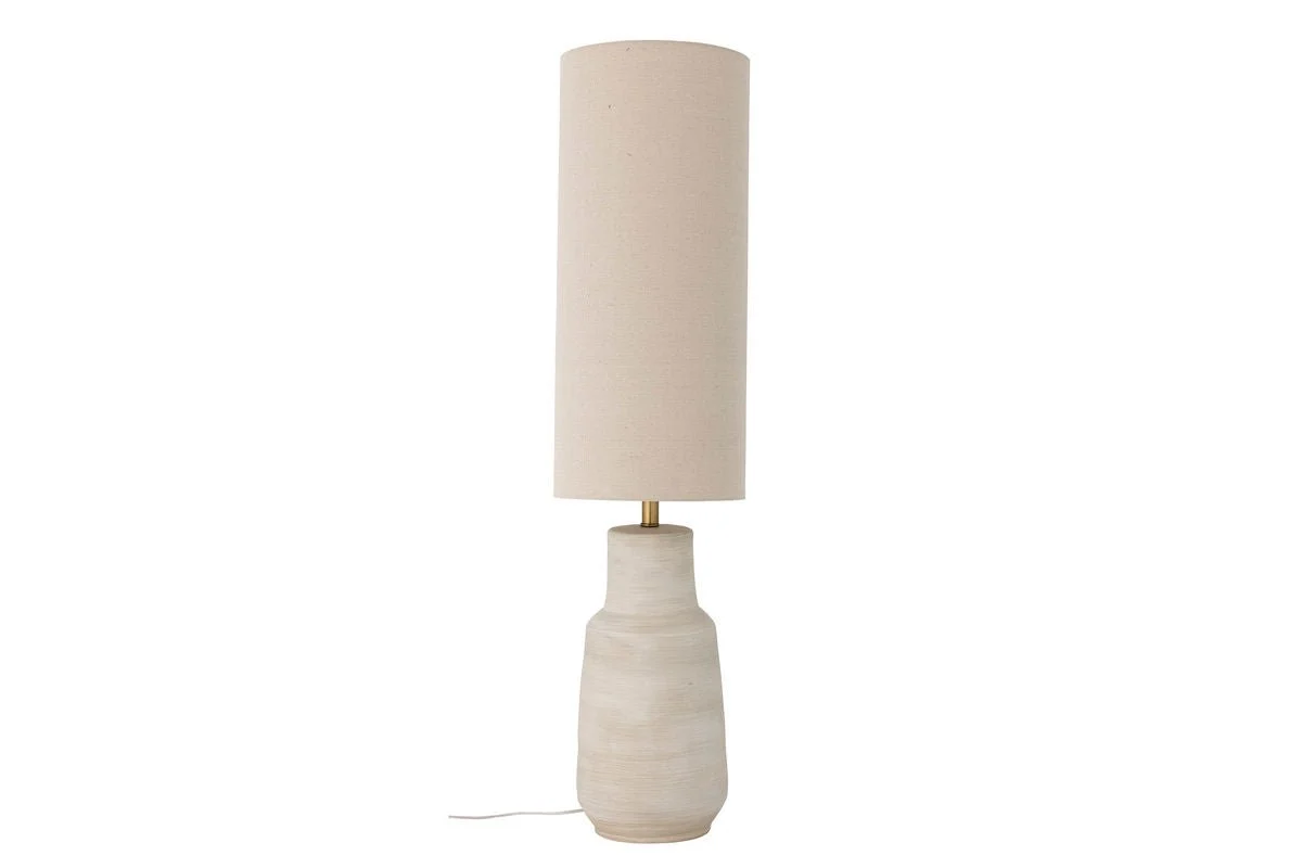 Stehlampe Tengen – Steingut mit Stoffschirm