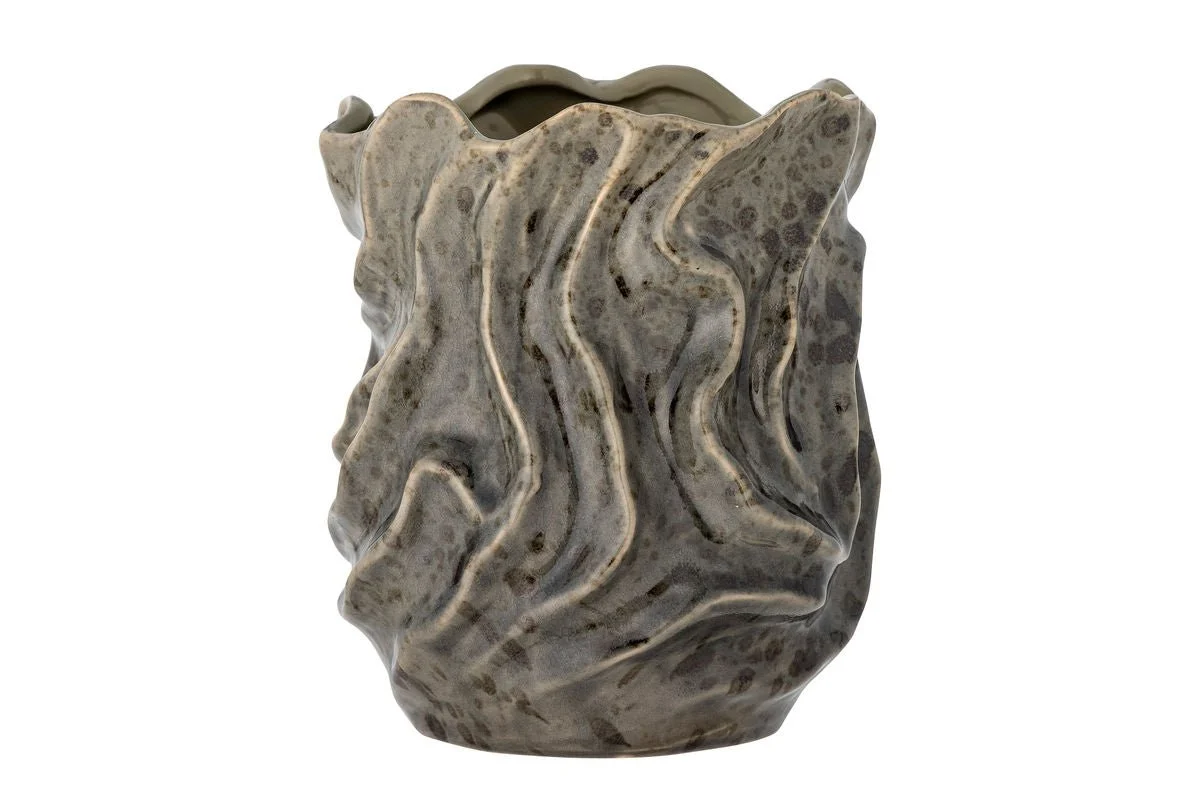Deko-Vase „Elmara“ – Graues Steingut
