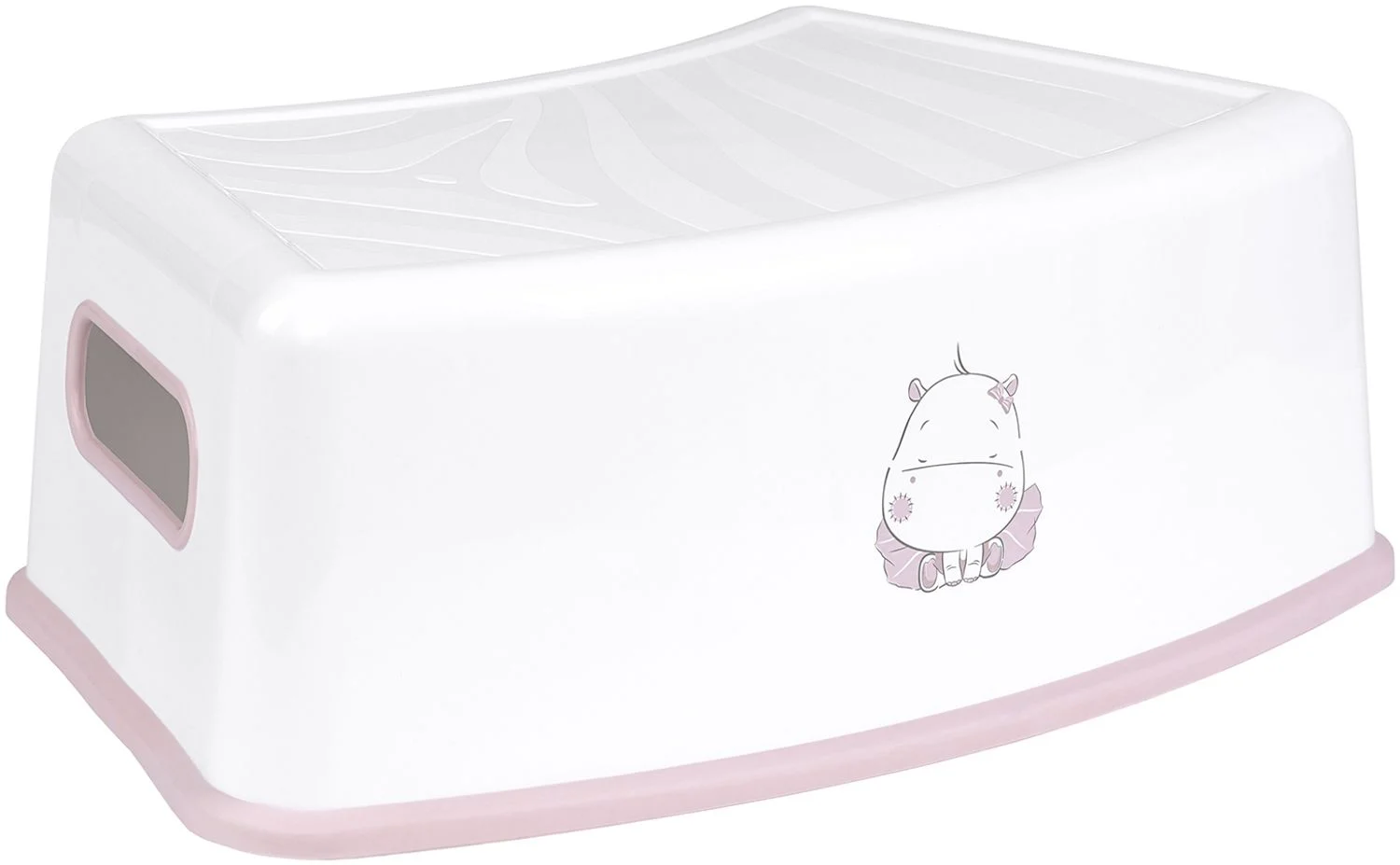 Kikkaboo Kinder Badhocker Hippo einstufiger Tritthocker, rutschfest, Griffraum rosa
