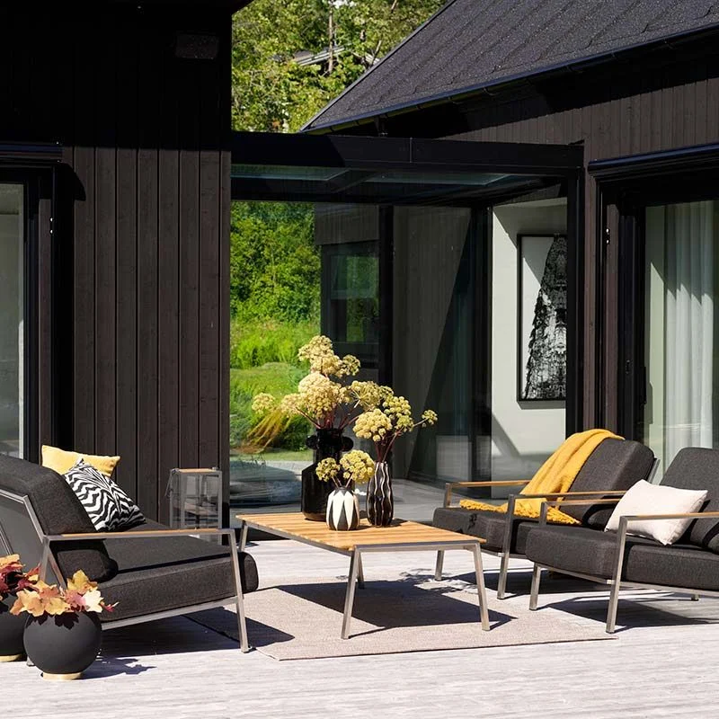 Naos 2,5-Sitzer Sofa Edelstahl/fast schwarz