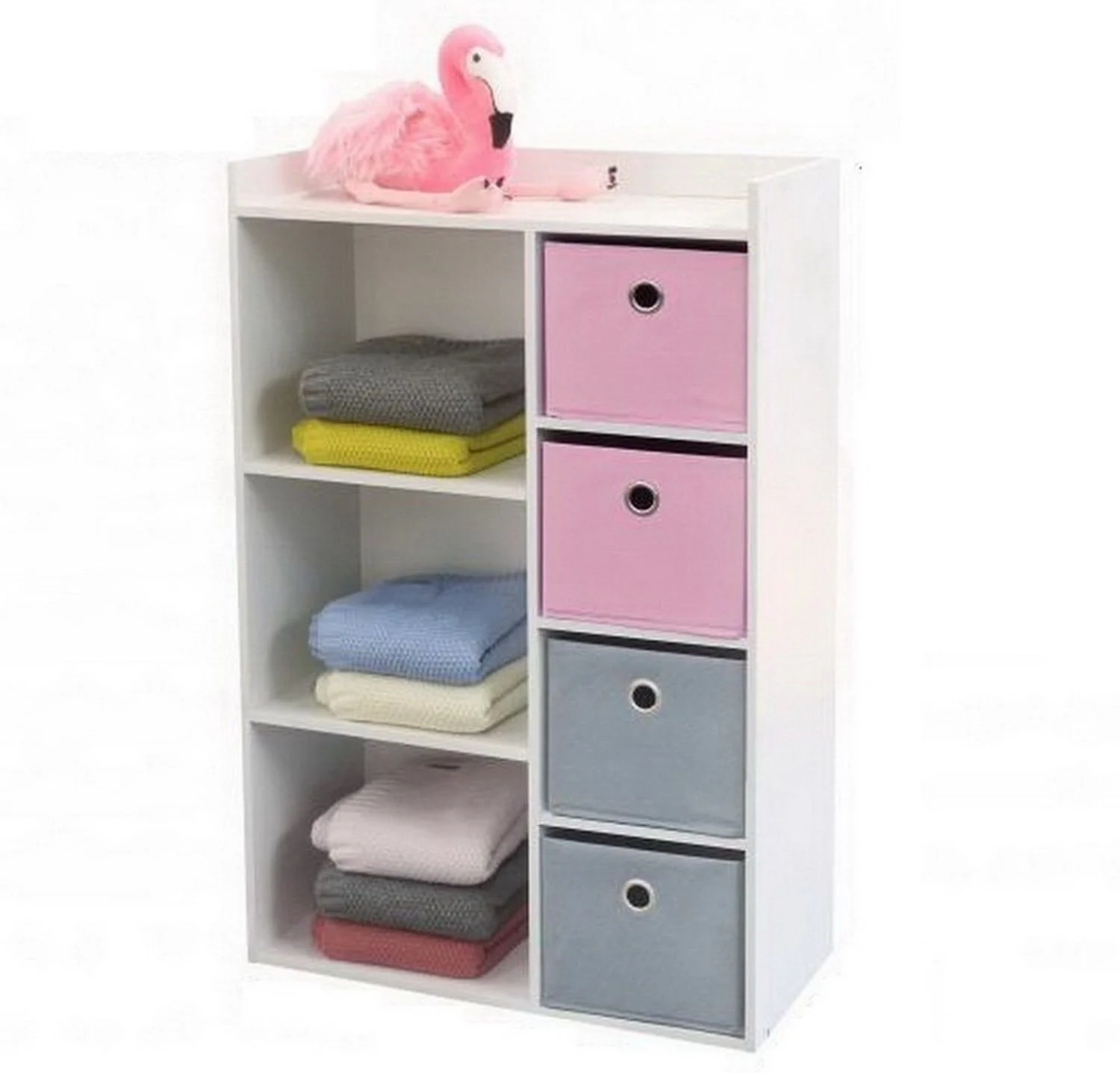 Judy Wild Schubkastenkommode Kinder-Kommode Kinder-Regal Holzregal, Kinderregal mit farbigen Boxen Schublanden