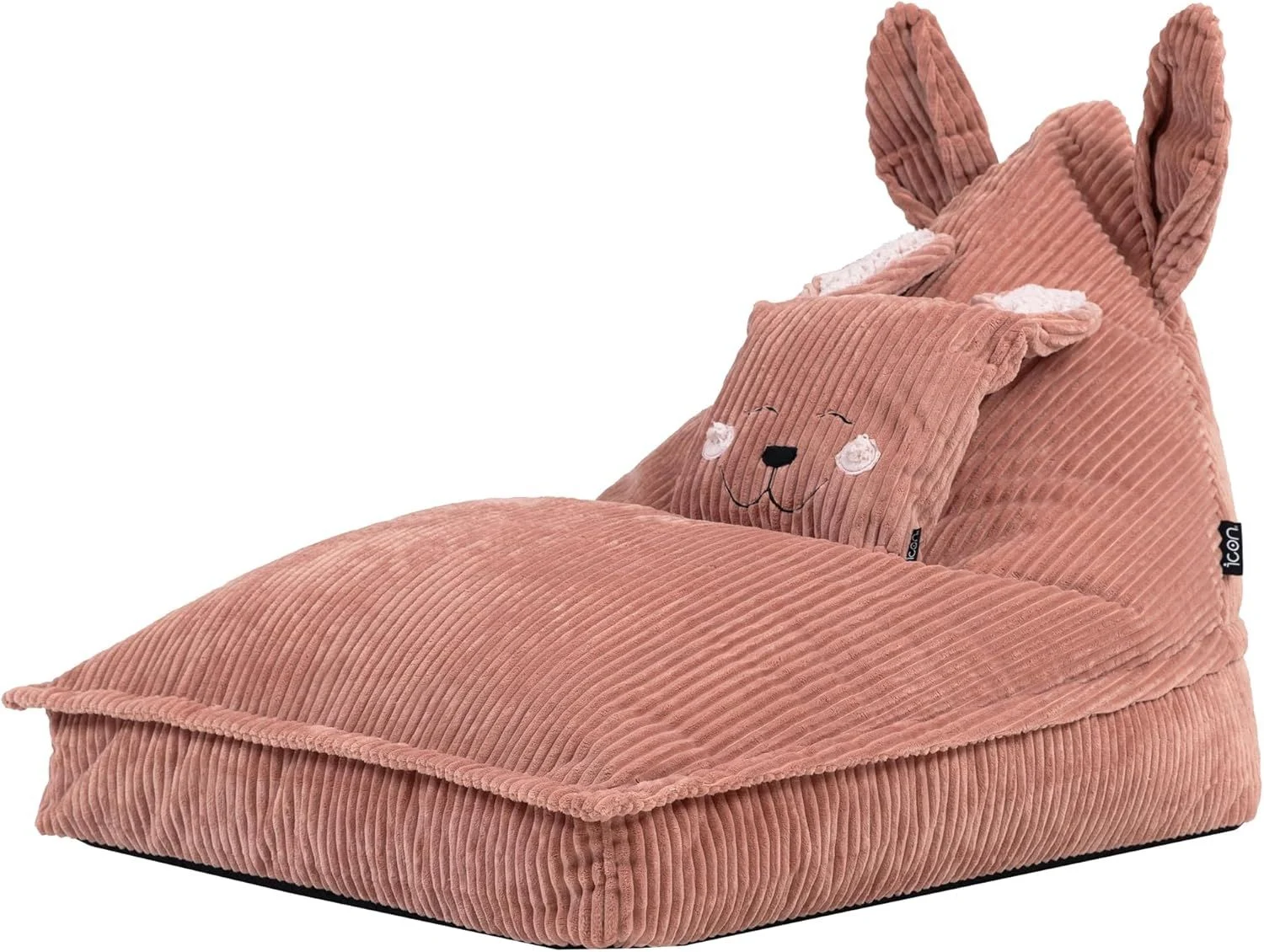 Icon Robyn Kaninchen Sitzsack Kinder, Rosa, Flauschiger Cord Stoff, Sitzsack Cord mit Füllung, Bequemer Kinder Sessel, Kuschelsessel, Lese Sessel, Schlafzimmer, Kinderzimmer, Spielzimmer