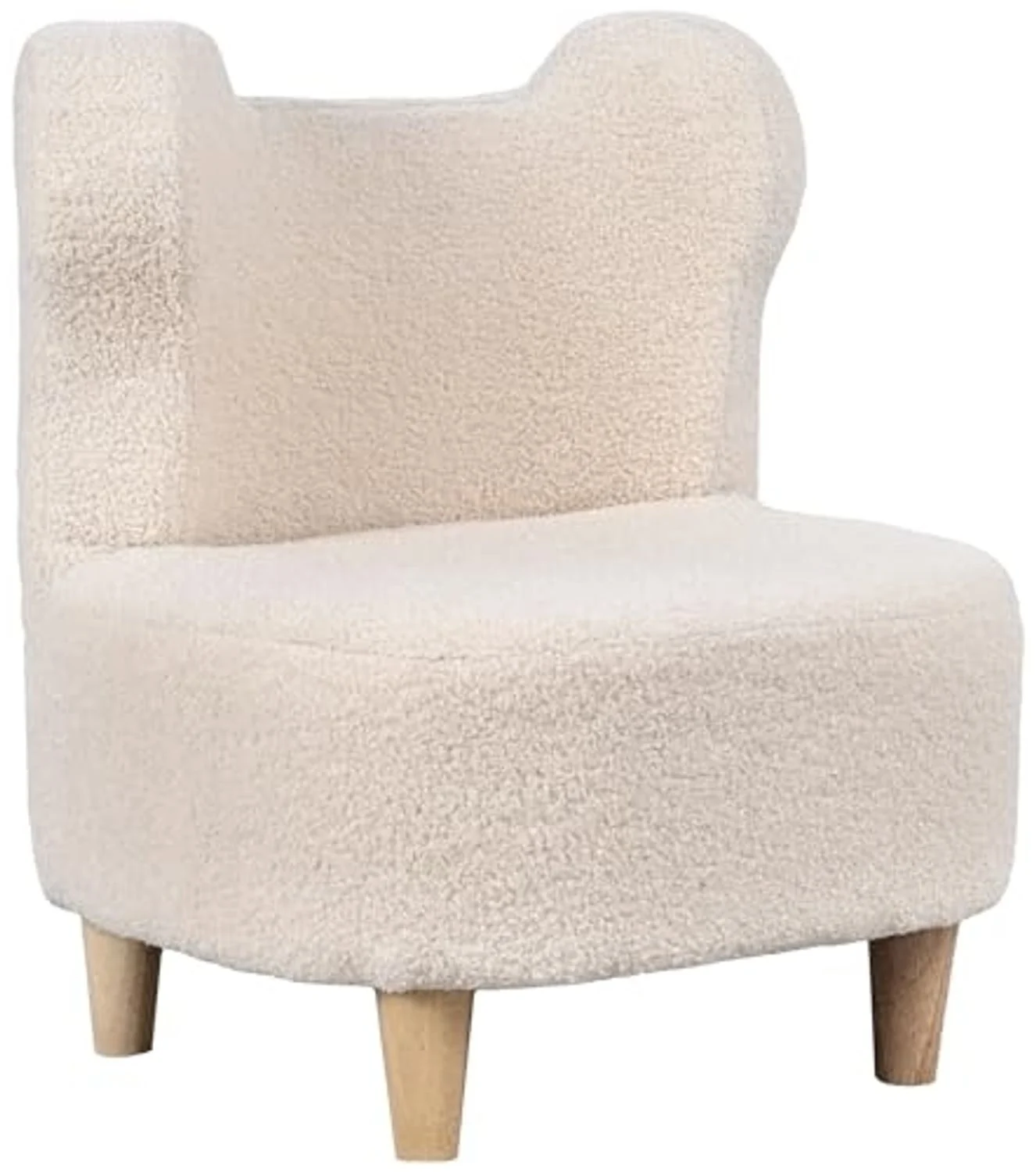 AIYAPLAY Kindersessel mit Teddyfleece-Optik, Bärenform (Kinderstuhl mit Holzbeine, 1-St, Kindersofa), für Kinderzimmer, Spielzimmer, Beige