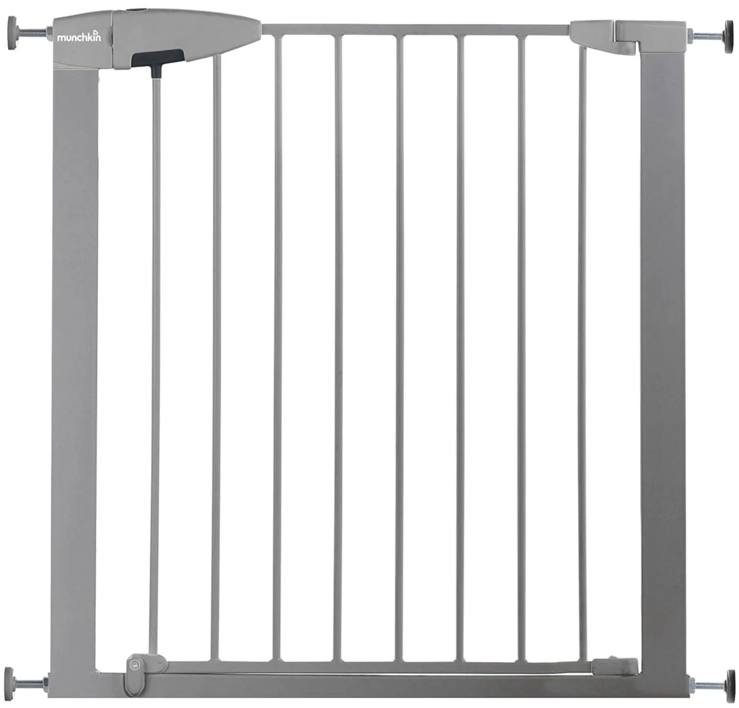 Munchkin Easy Lock Tür-/Treppenschutzgitter mit Druckbefestigung, 73 - 79 cm, erweiterbar auf 114 cm mit Verlängerung, Metall, silber