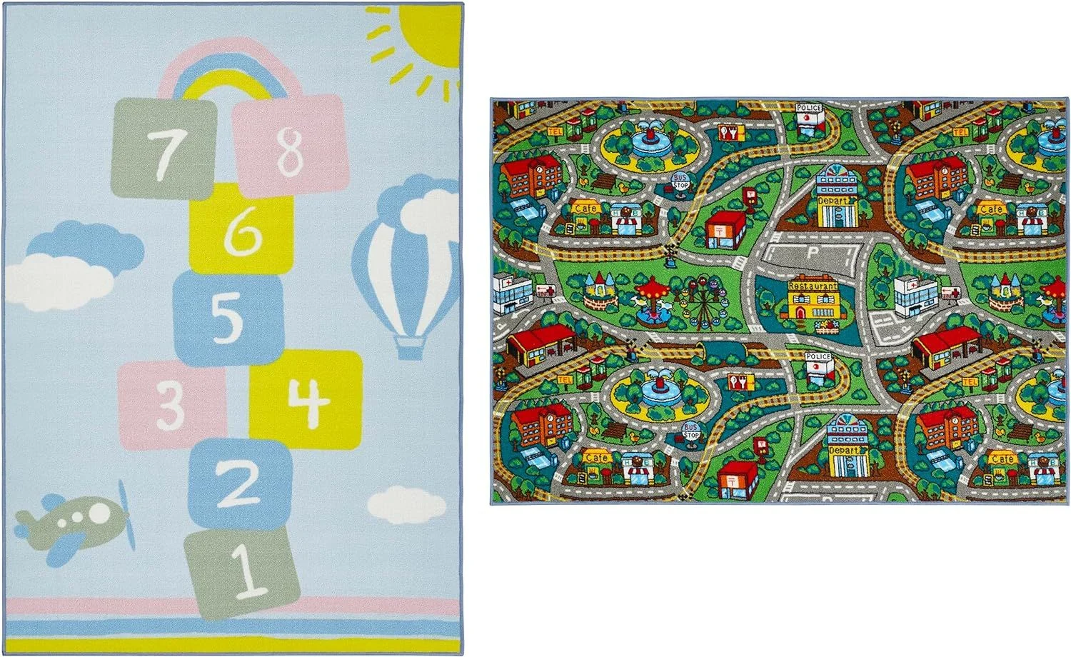 andiamo Spielmatte Kinderteppich Wendeteppich mit Straßen und Hüpfkästchen Motiv, 133x190 cm