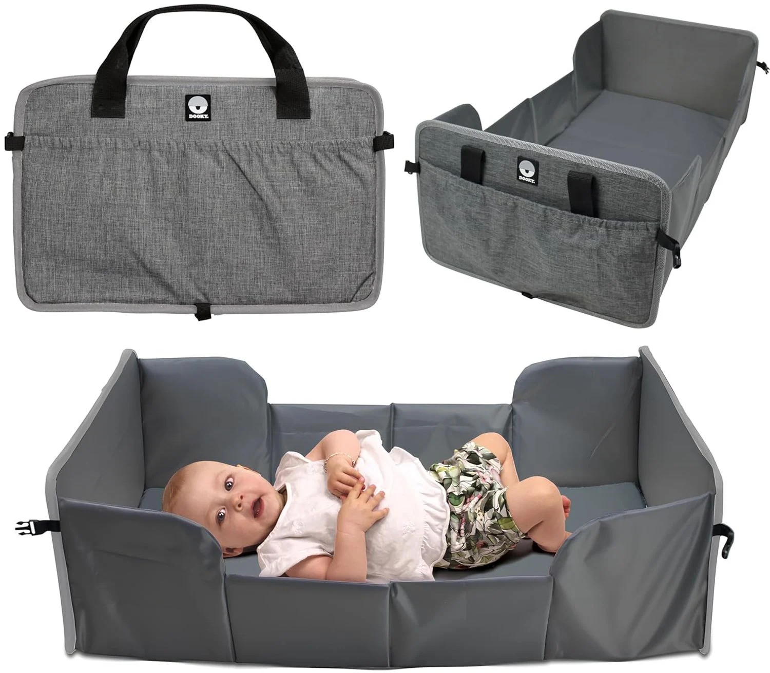 Dooky Babyreisebett, faltbar, Grau