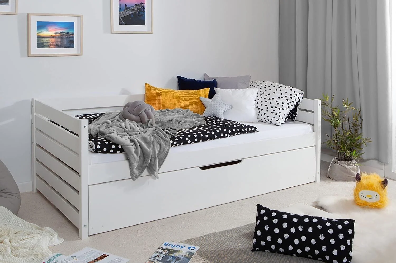 Funktionsbett "Naomi" 90x200 Kiefer massiv inkl. Schubkästen nach Wahl