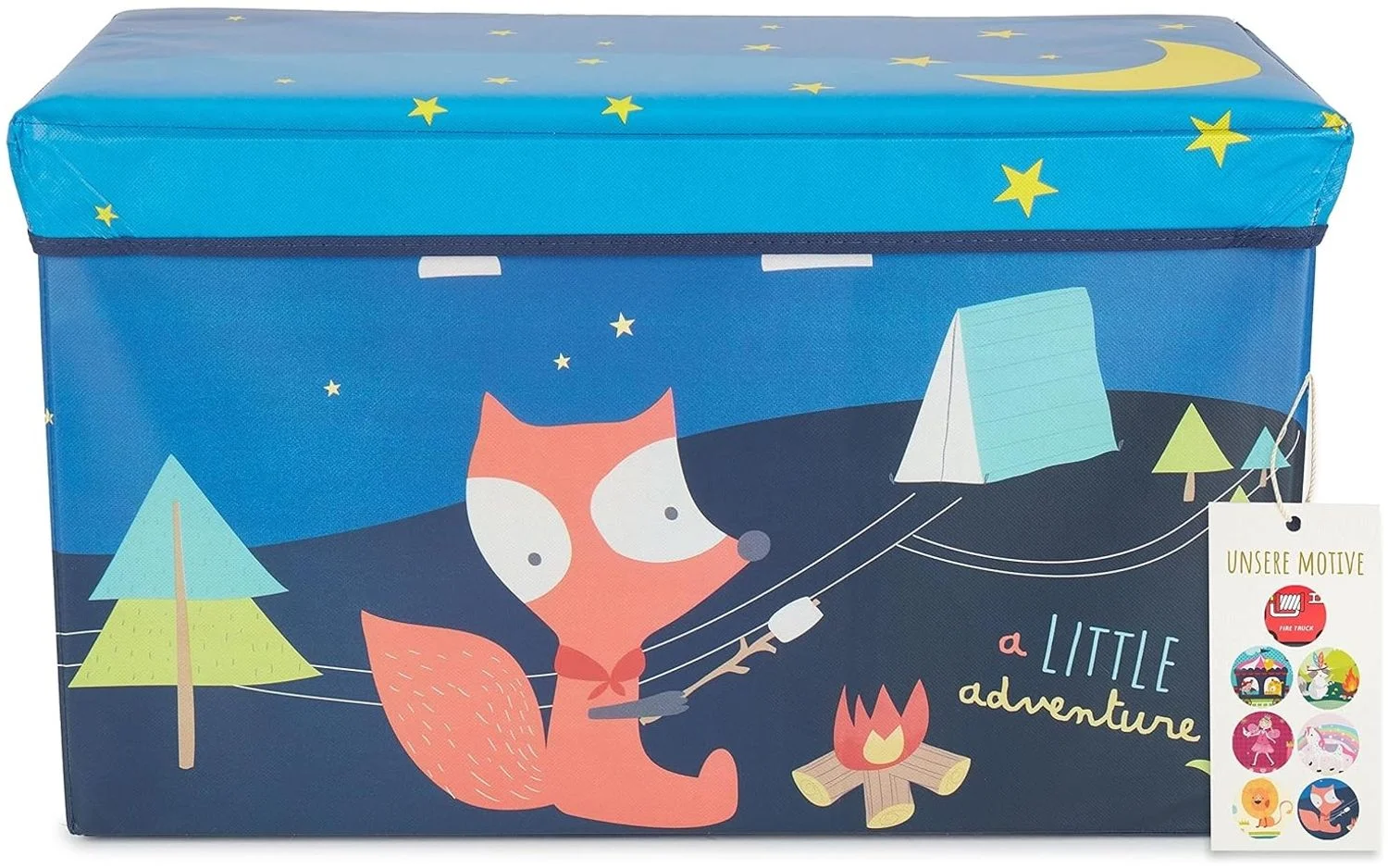 Große Spielzeug- und Staubox sowie Sitzbank fürs Kinderzimmer, Pfadfinder Camp, 60 x 30 x 35 cm, von Bieco